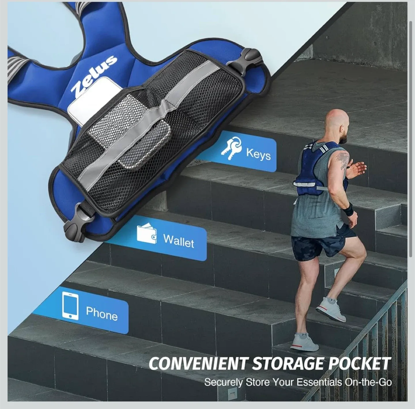 Zelus X-Shaped Weighted Vest 11lb-20lb adjustable image indicator(3)