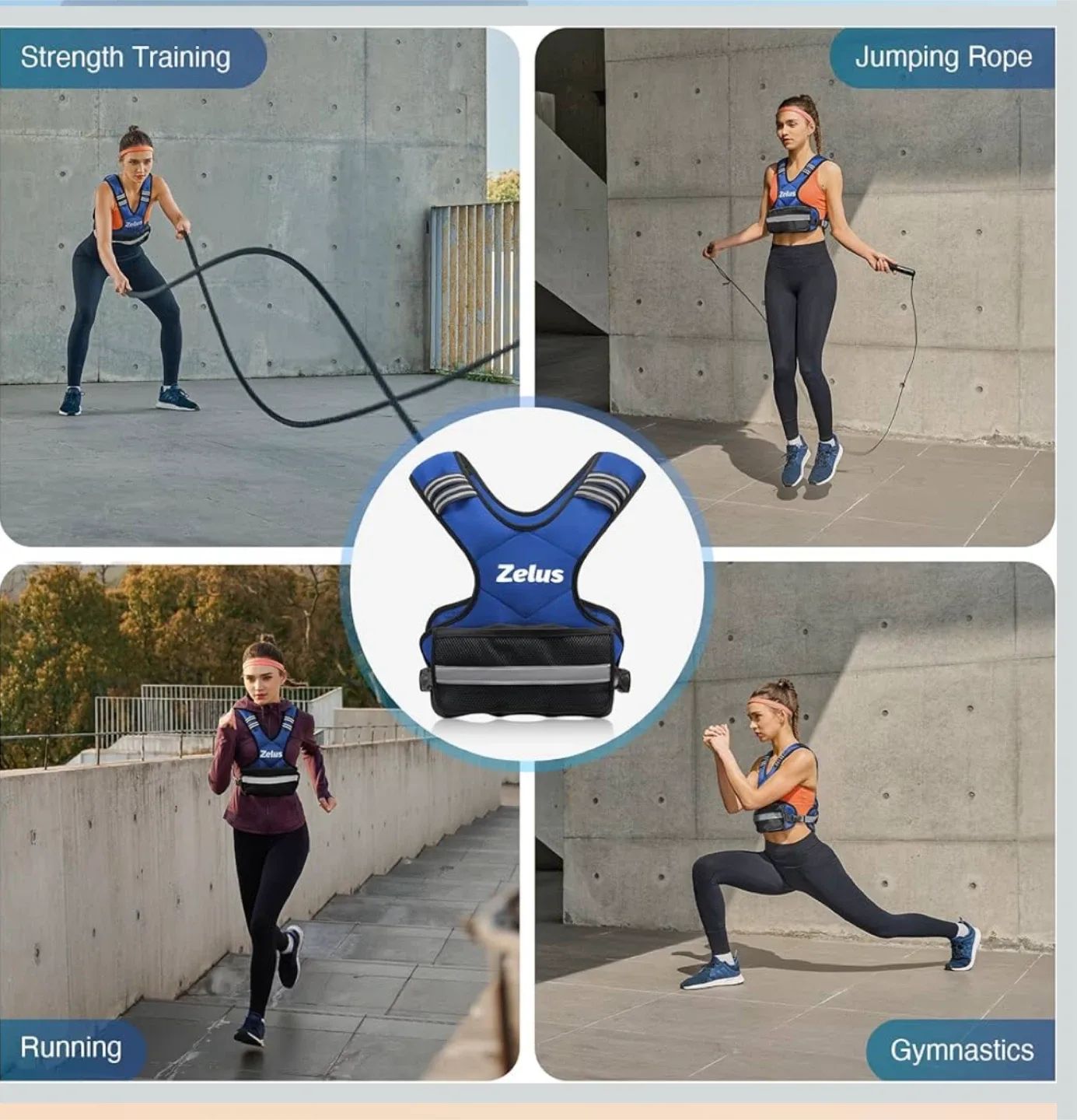 Zelus X-Shaped Weighted Vest 11lb-20lb adjustable image indicator(5)