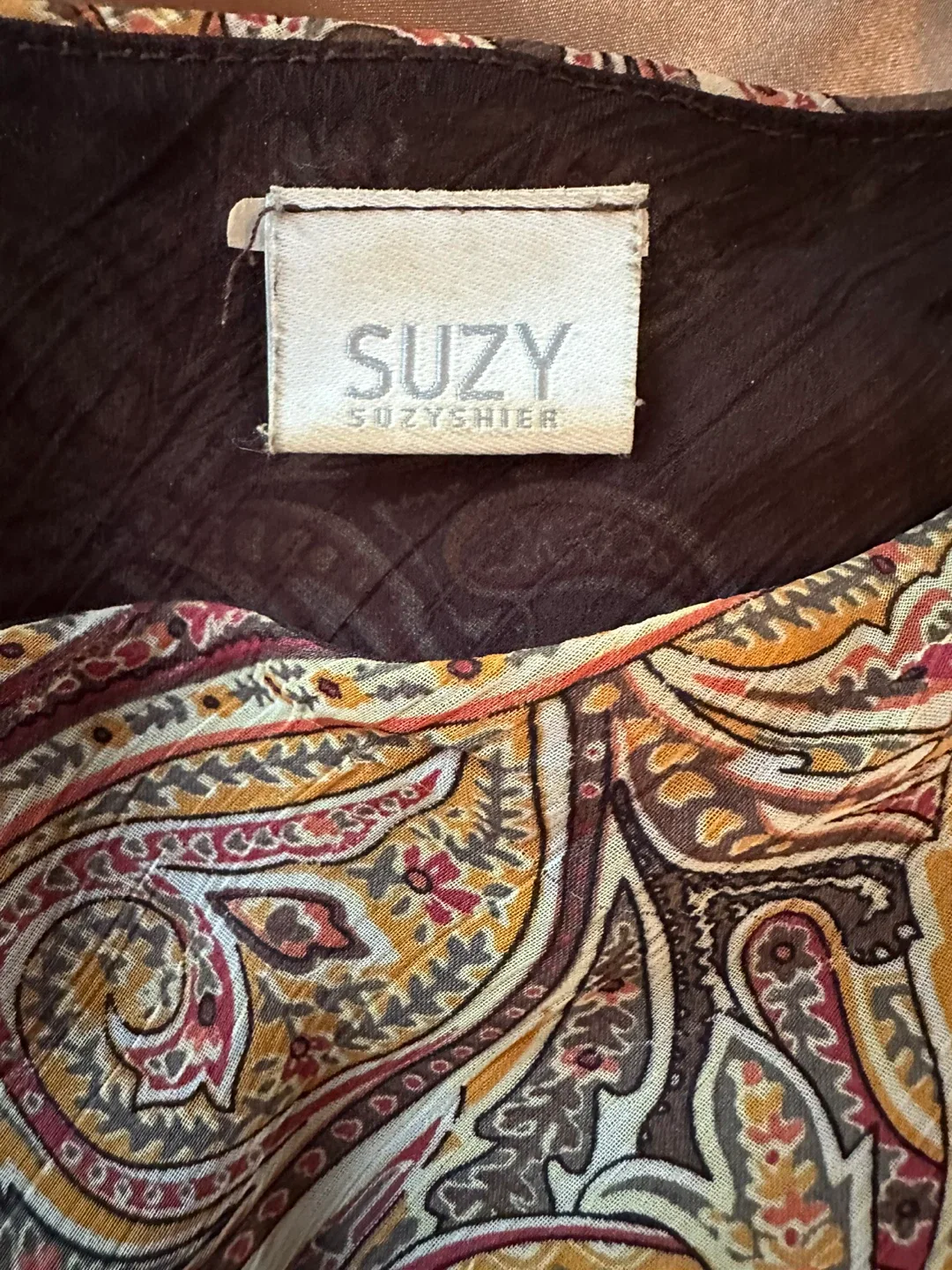 Suzy Shier Brown Paisley Sleeveless Top image indicator(3)