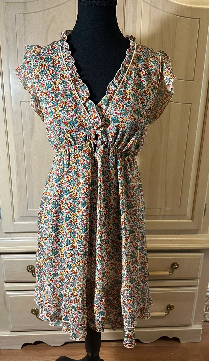 Apricot Floral Dress