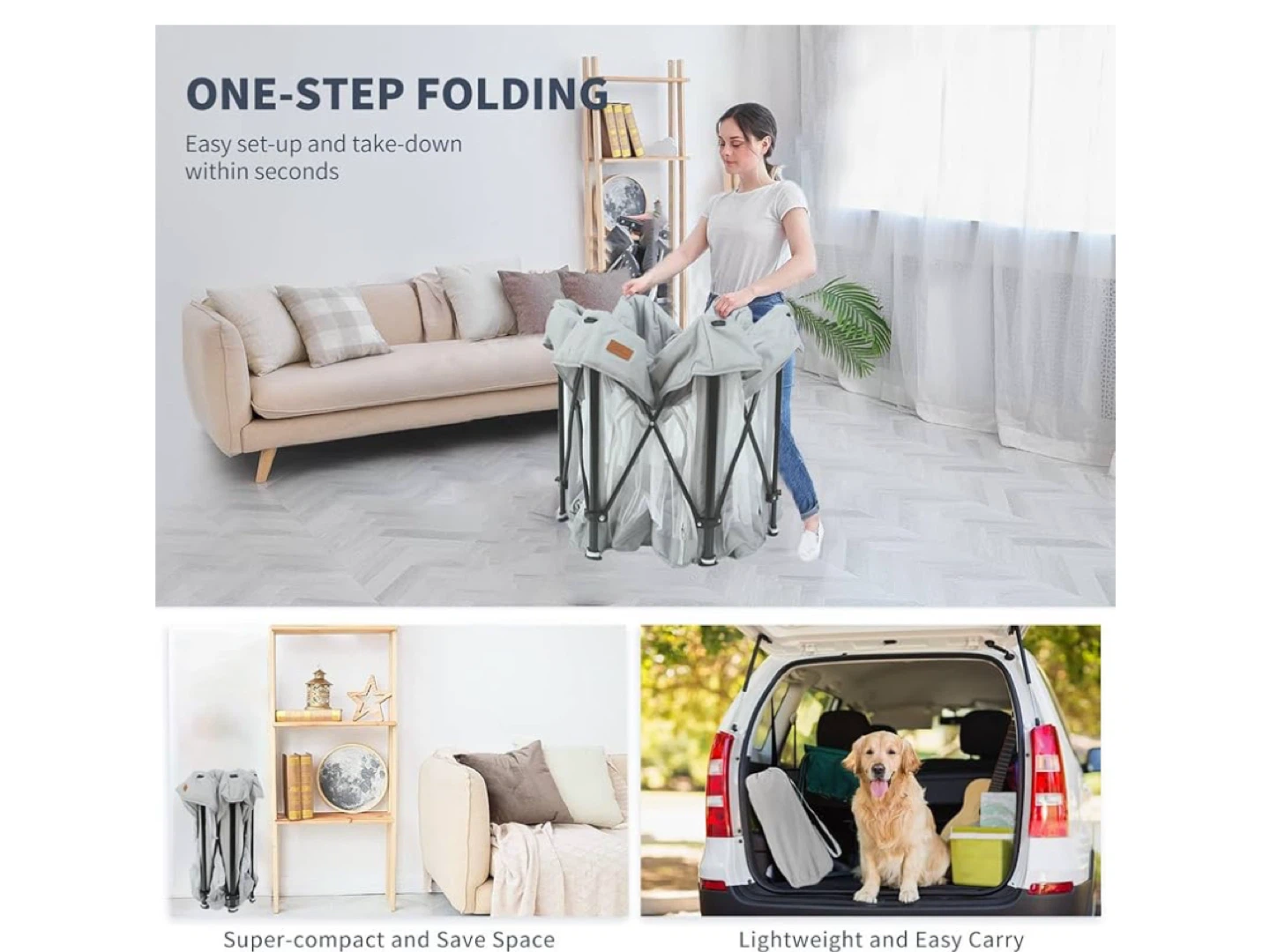 Foldable Baby Playpen - Grey - photo 3