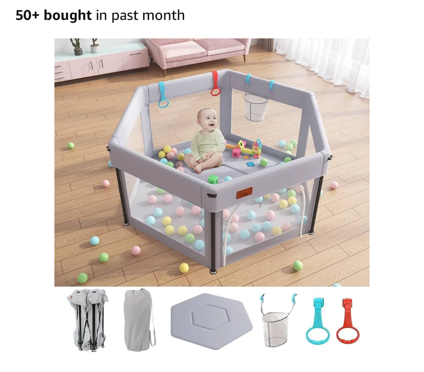 Foldable Baby Playpen - Grey
