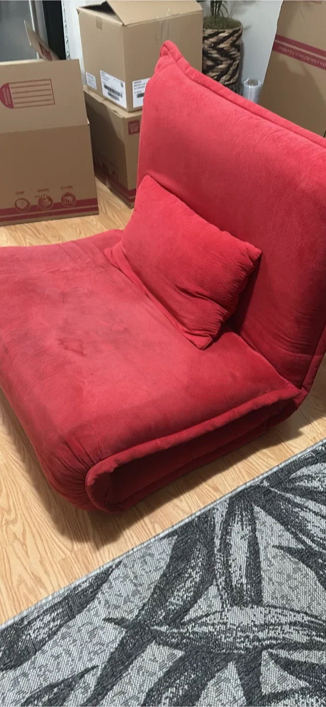 Red Folding Floor Chair/Bed with Pillow image indicator(4)