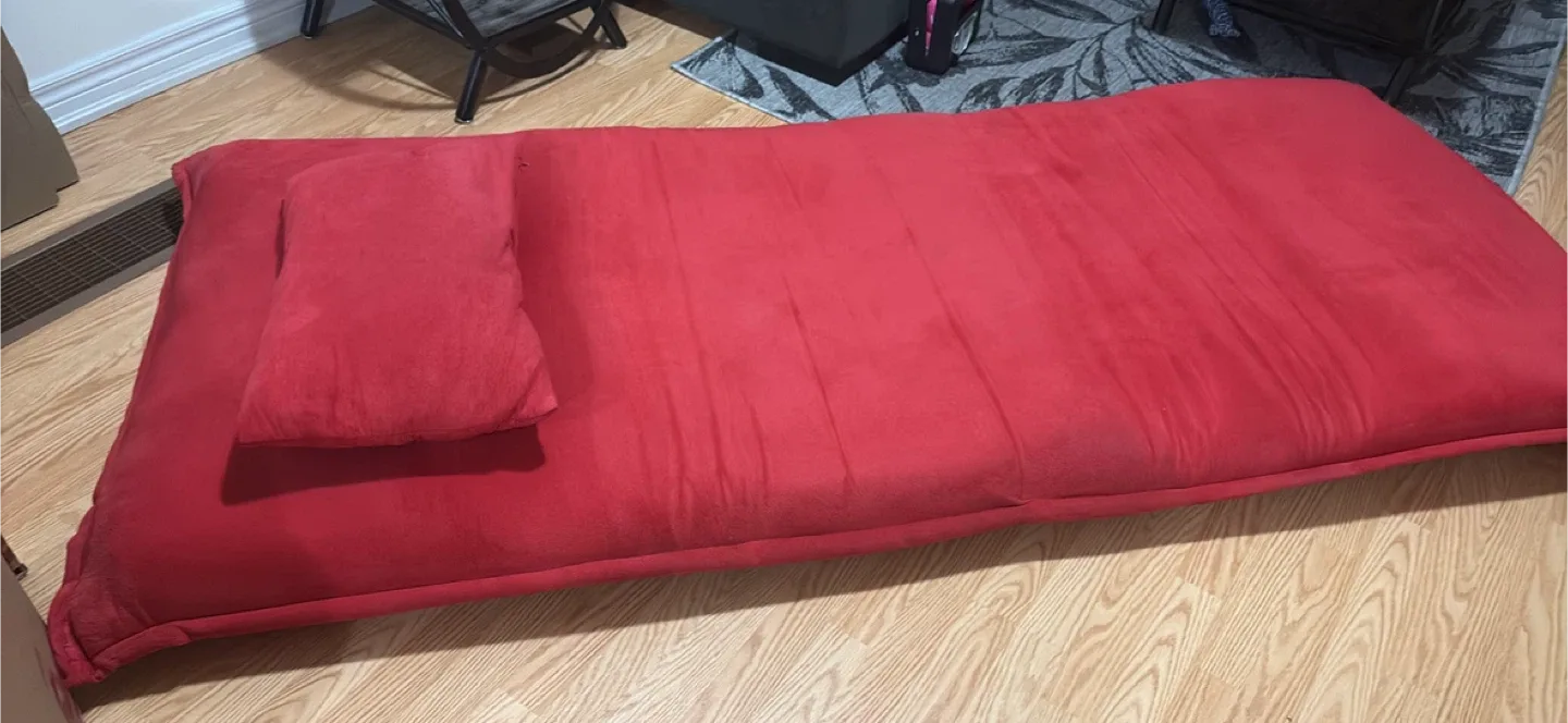 Red Folding Floor Chair/Bed with Pillow image indicator(2)