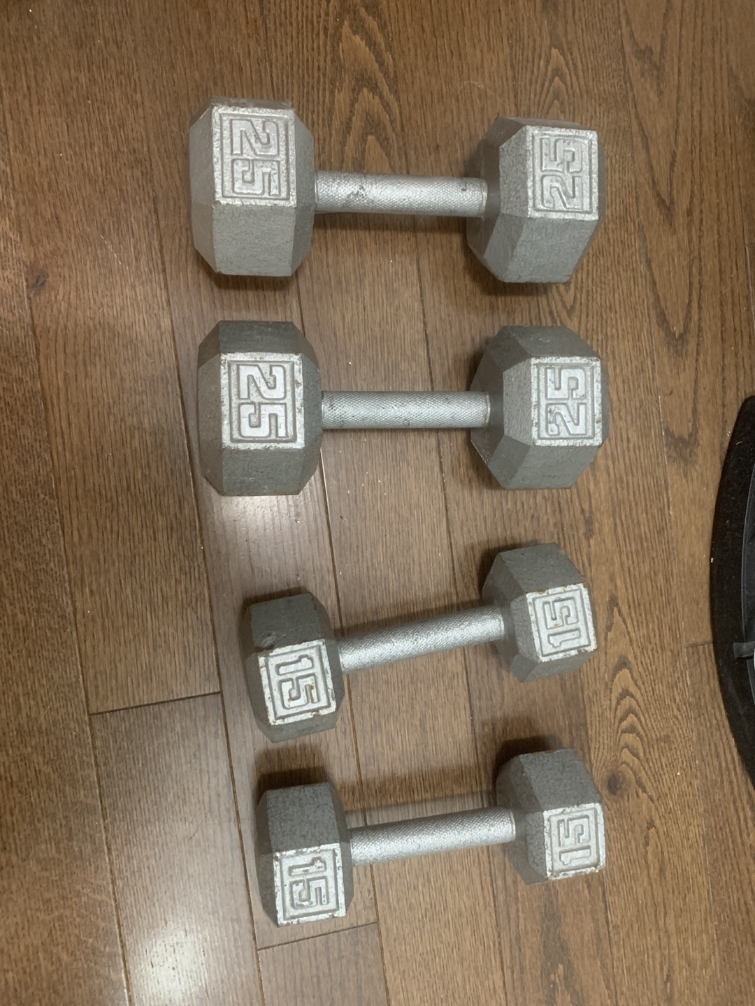Pair of 25lb & 15lb Dumbbells
