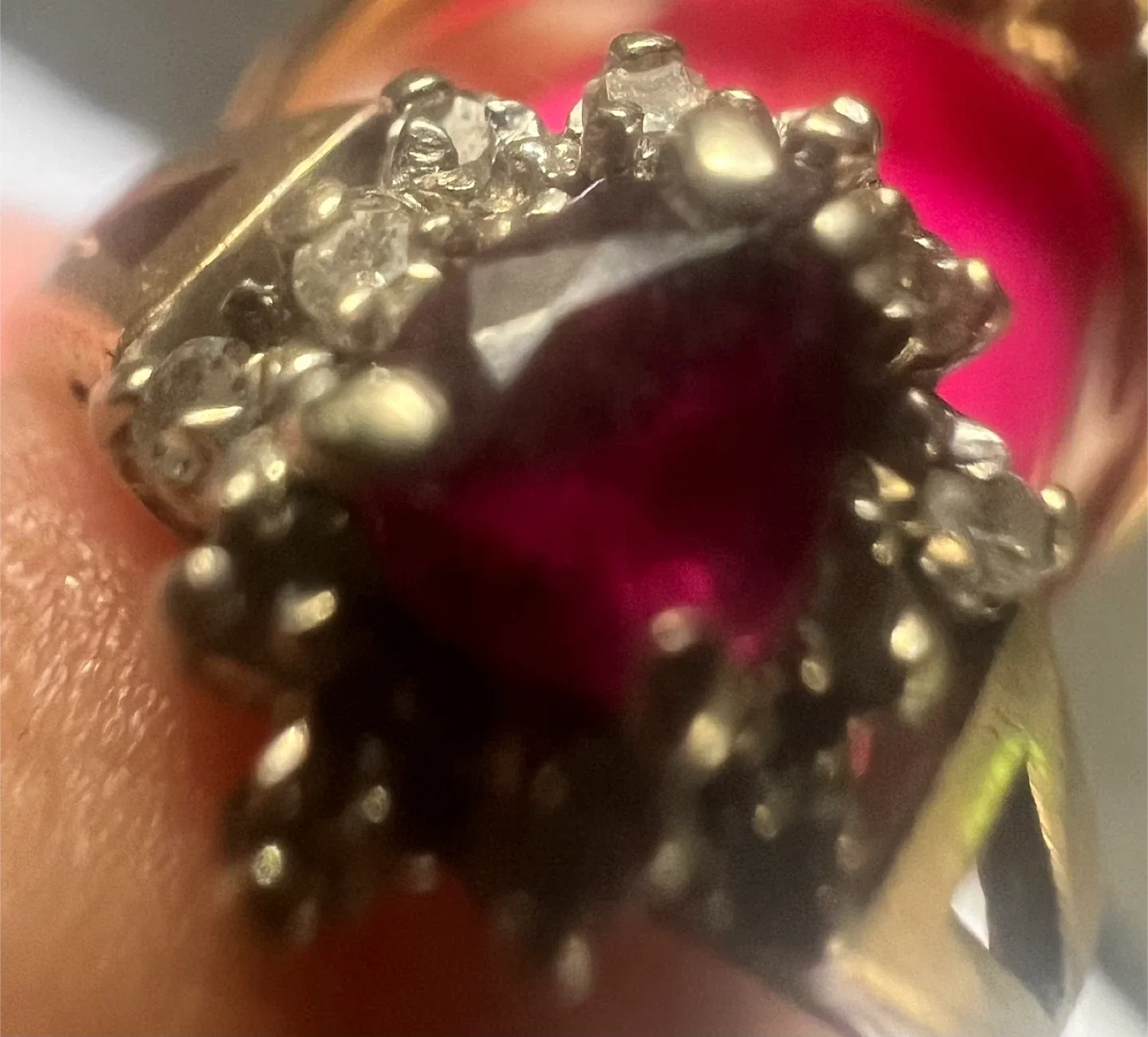 10K Gold Ring with Ruby and Diamonds thumbnail