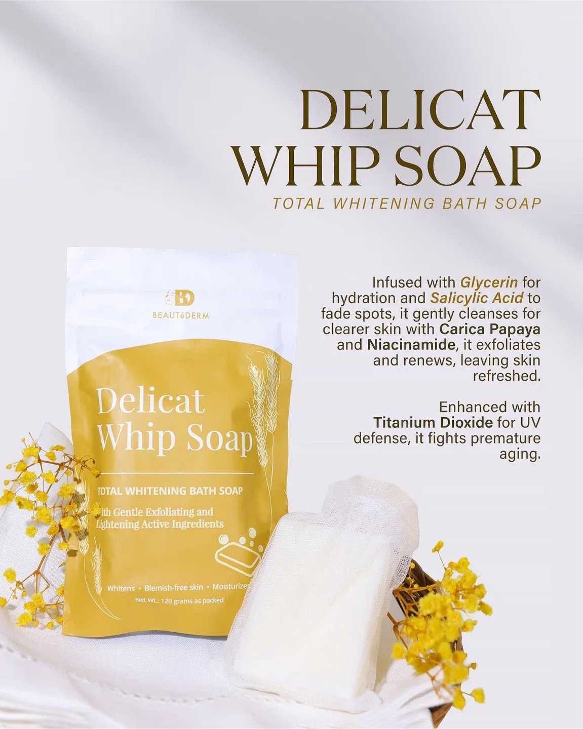 Beautéderm Delicat Whip Soap - Whitening Bath Soap image indicator(3)