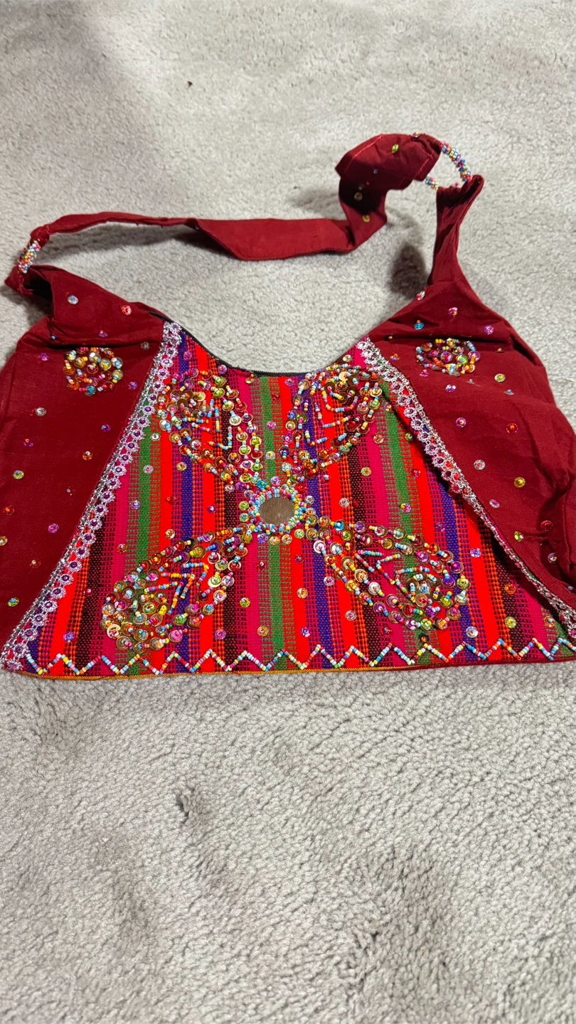 Red Beaded Shoulder Bag