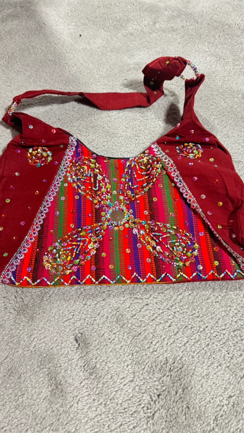 Red Beaded Shoulder Bag thumbnail