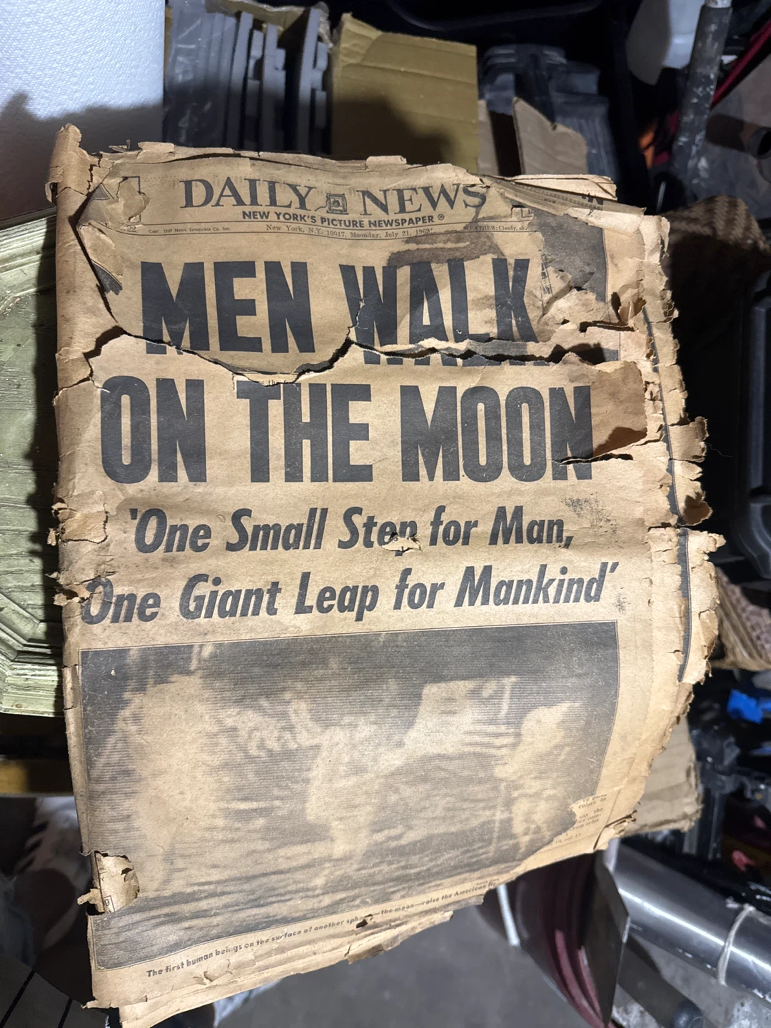 Vintage Daily News: Men Walk on the Moon Newspaper