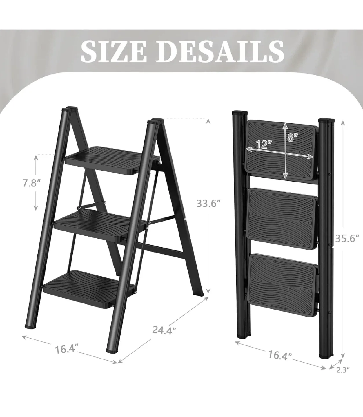 3-Step Ladder - Lightweight & Easy to Carry! image indicator(2)