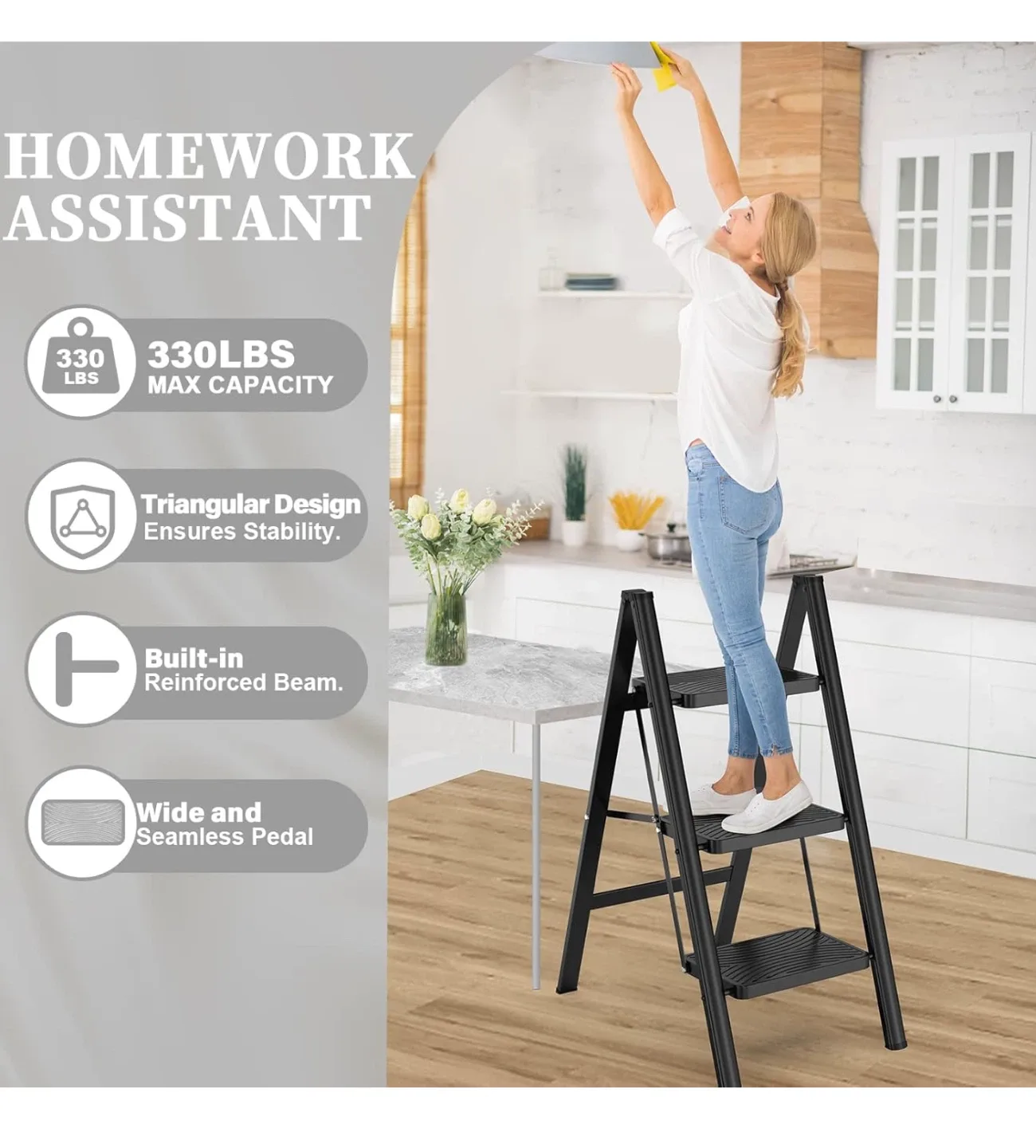 3-Step Ladder - Lightweight & Easy to Carry! image indicator(3)