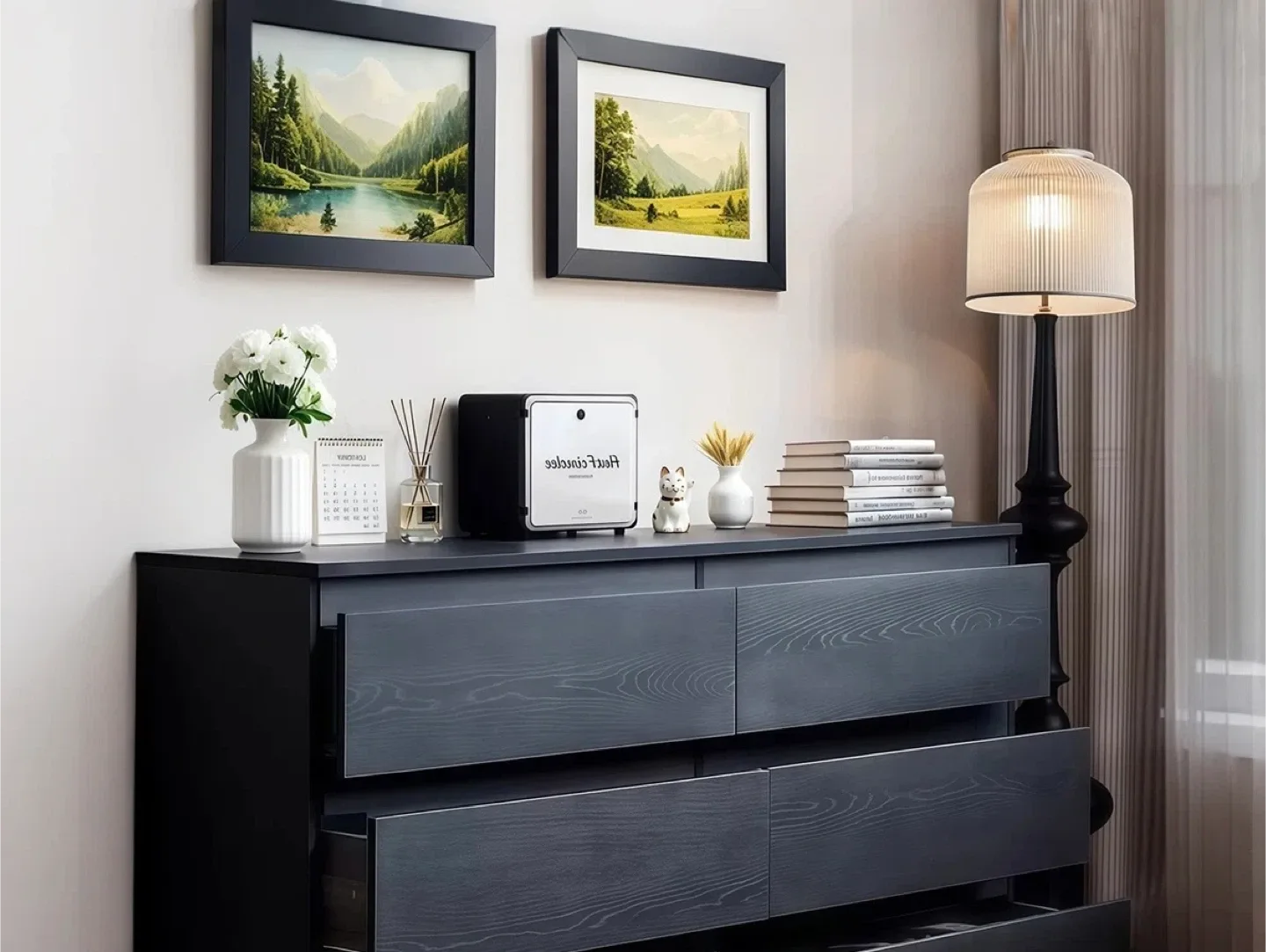 Black Wood 6-Drawer Dresser image indicator(2)