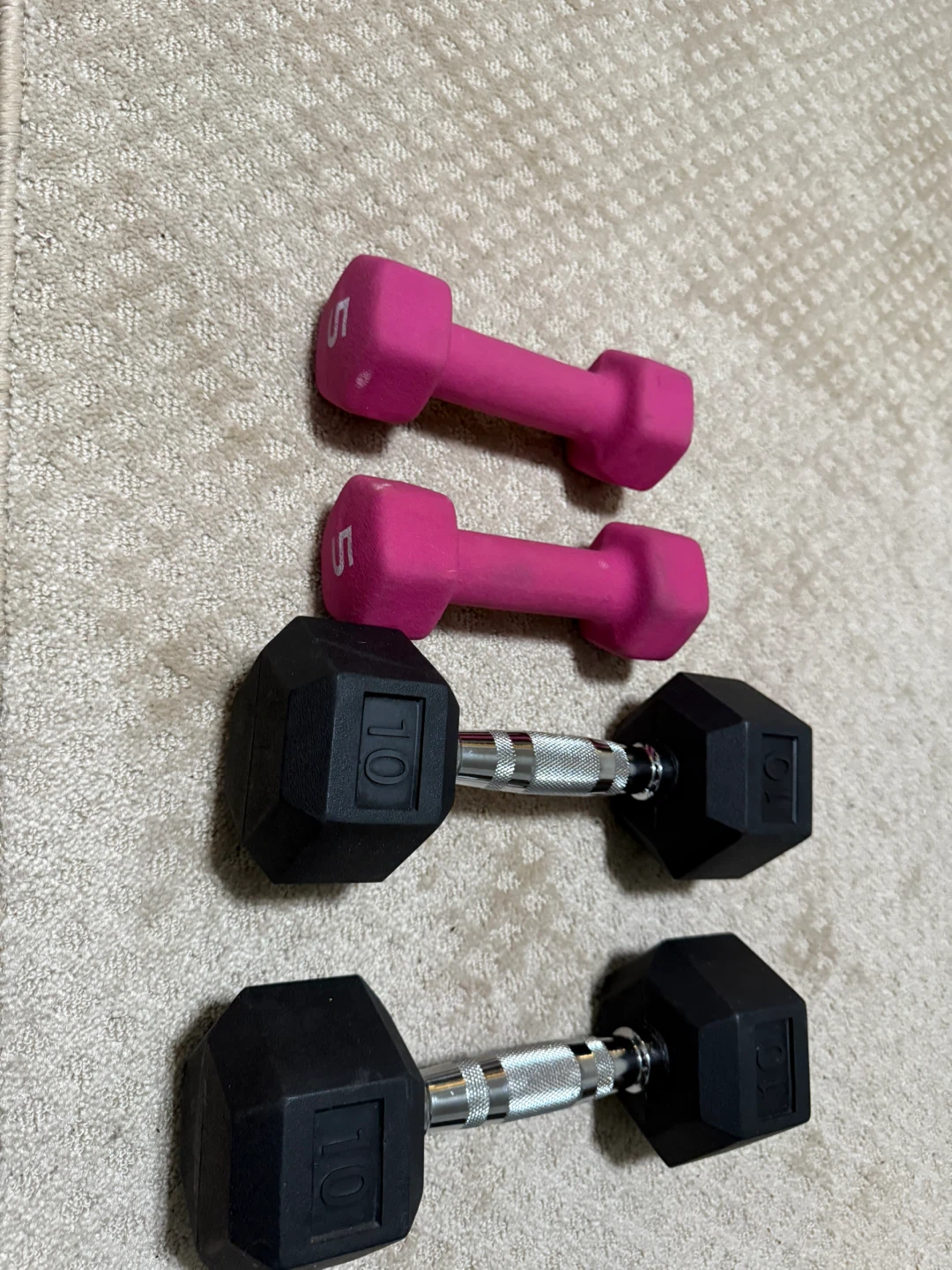 Dumbbell Set - 5lb Pink & 10lb Black - photo 2