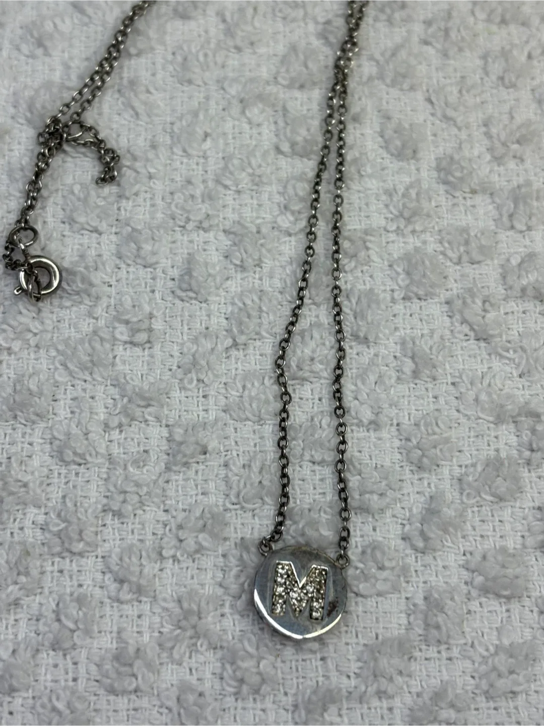 Sterling Silver Initial 'M' Pendant Necklace image indicator(4)