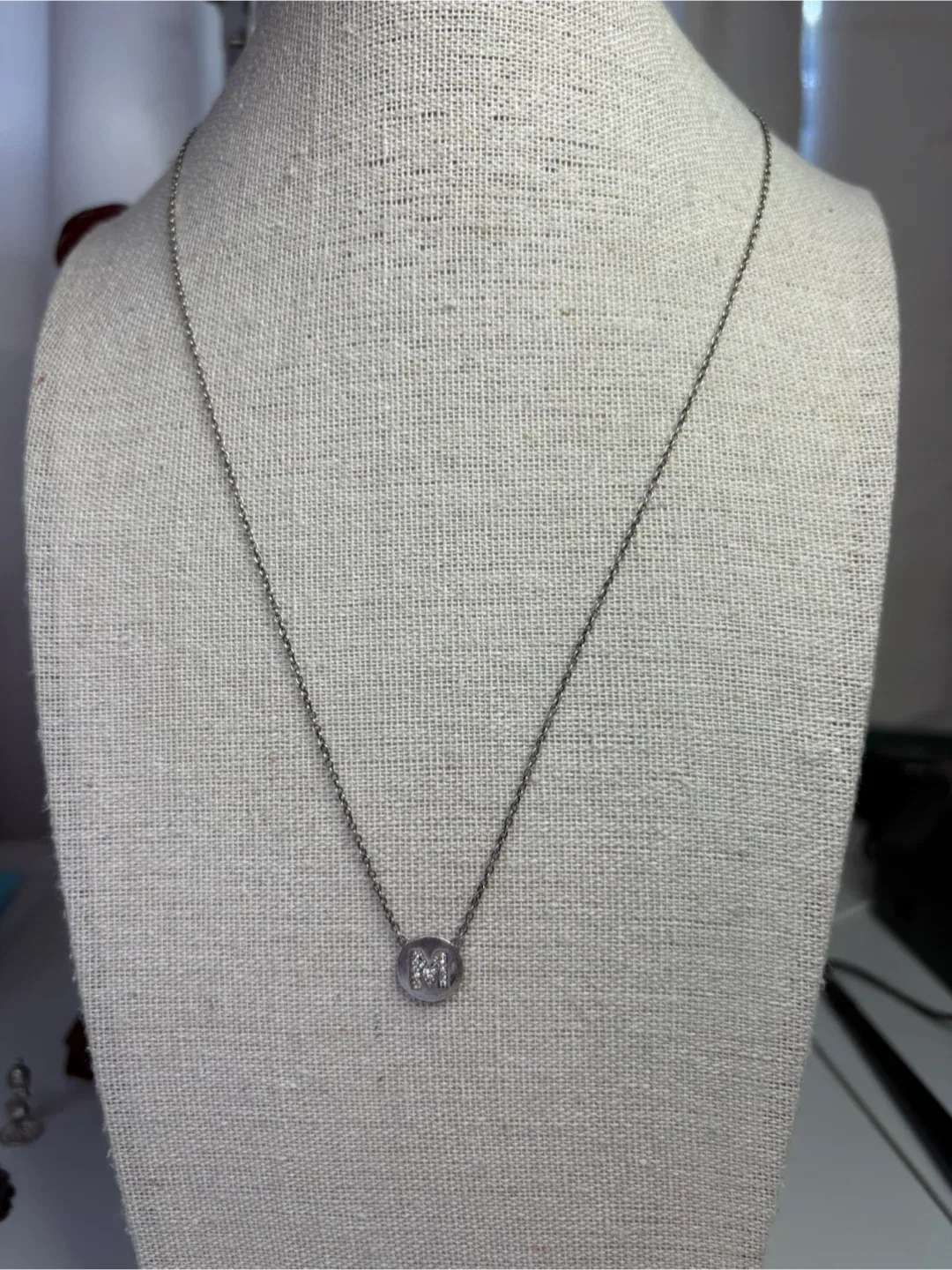 Sterling Silver Initial 'M' Pendant Necklace