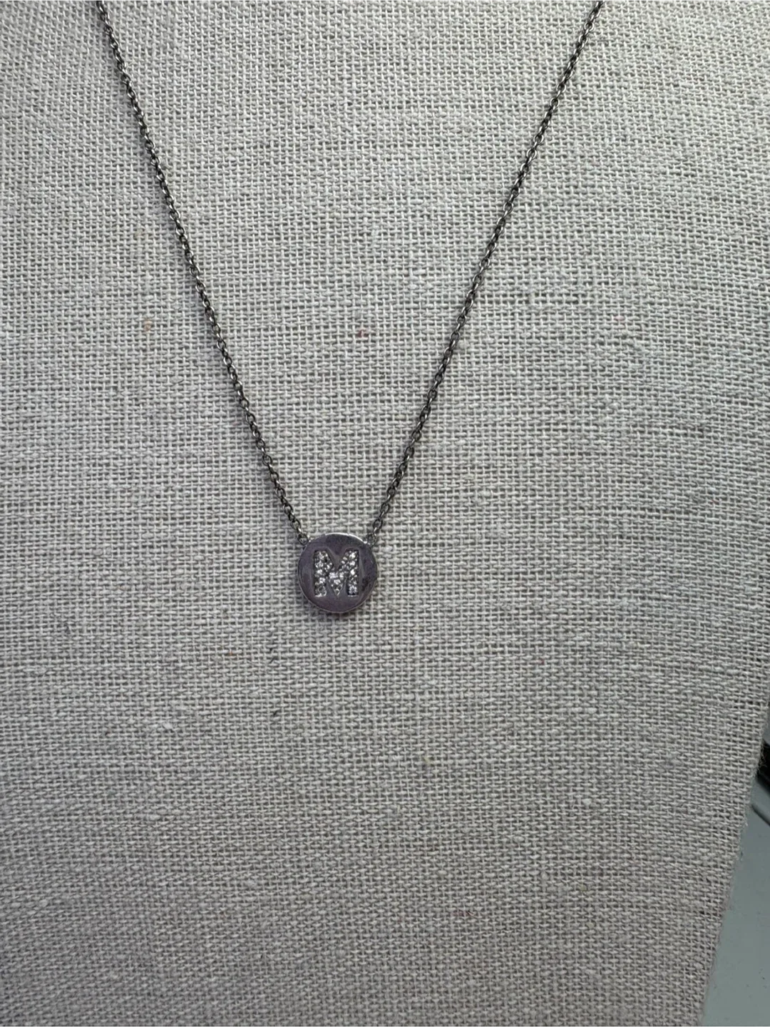 Sterling Silver Initial 'M' Pendant Necklace image indicator(2)