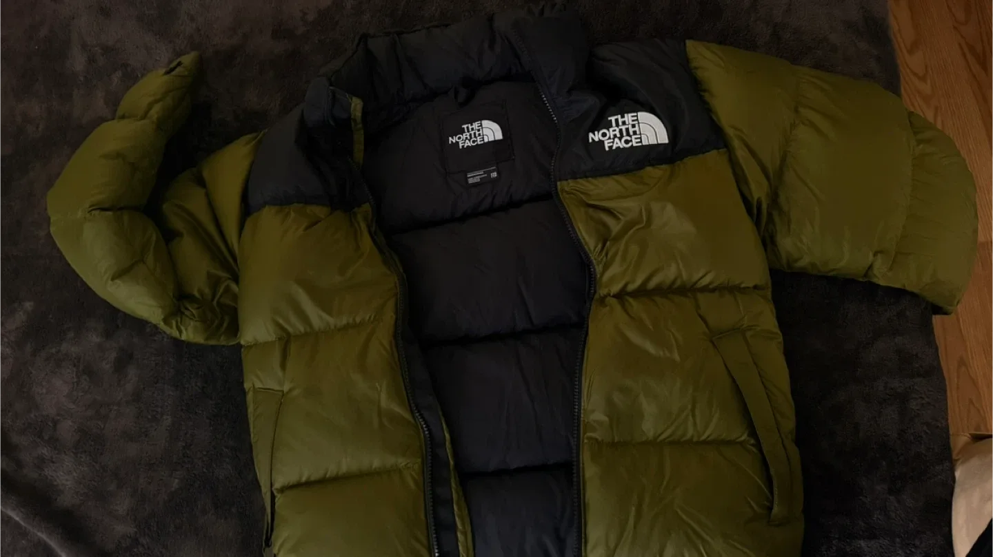 The North Face Olive Green Puffer Jacket image indicator(3)