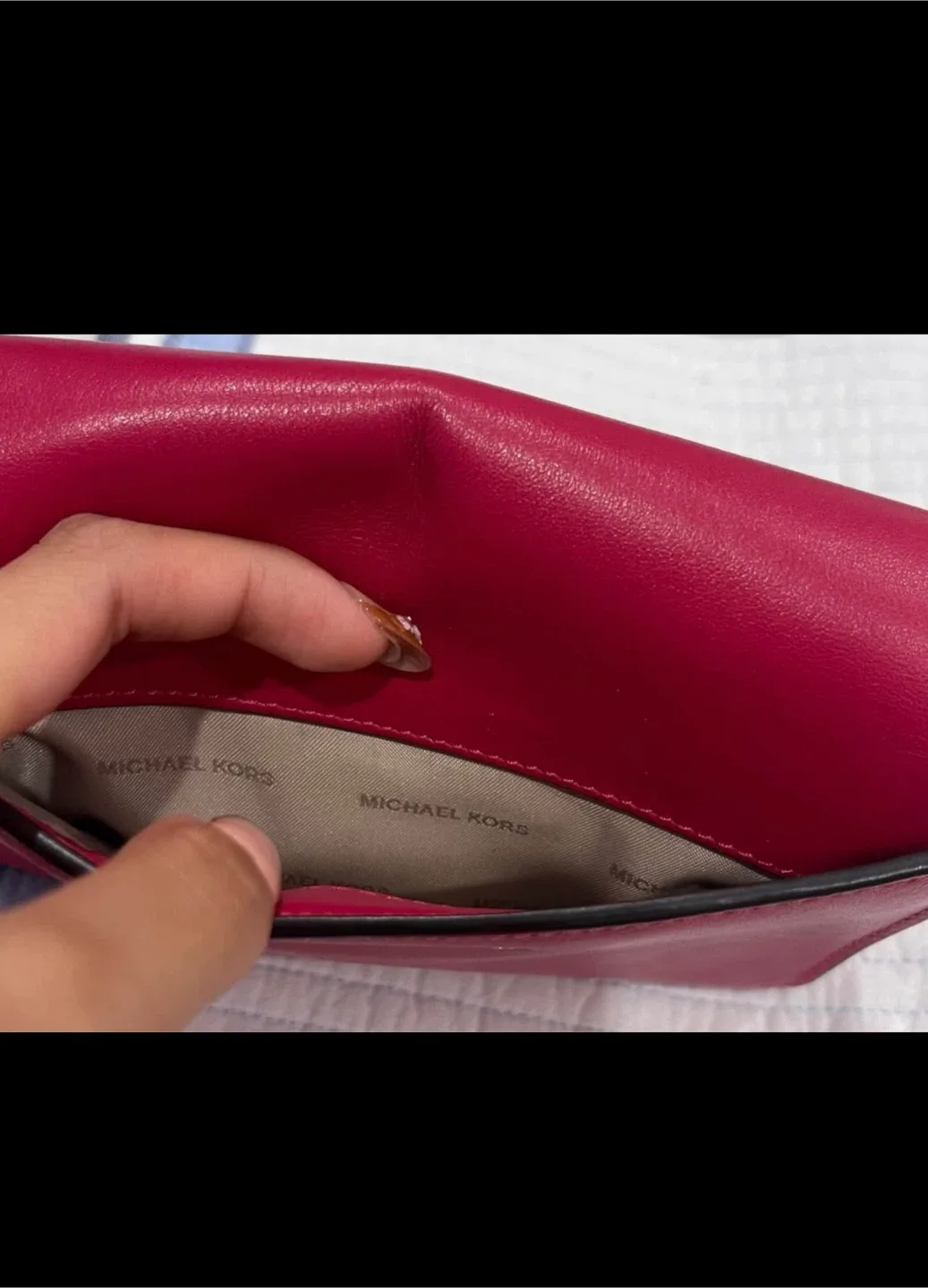 Michael Kors Pink Leather 'LOVE' Crossbody Bag image indicator(3)