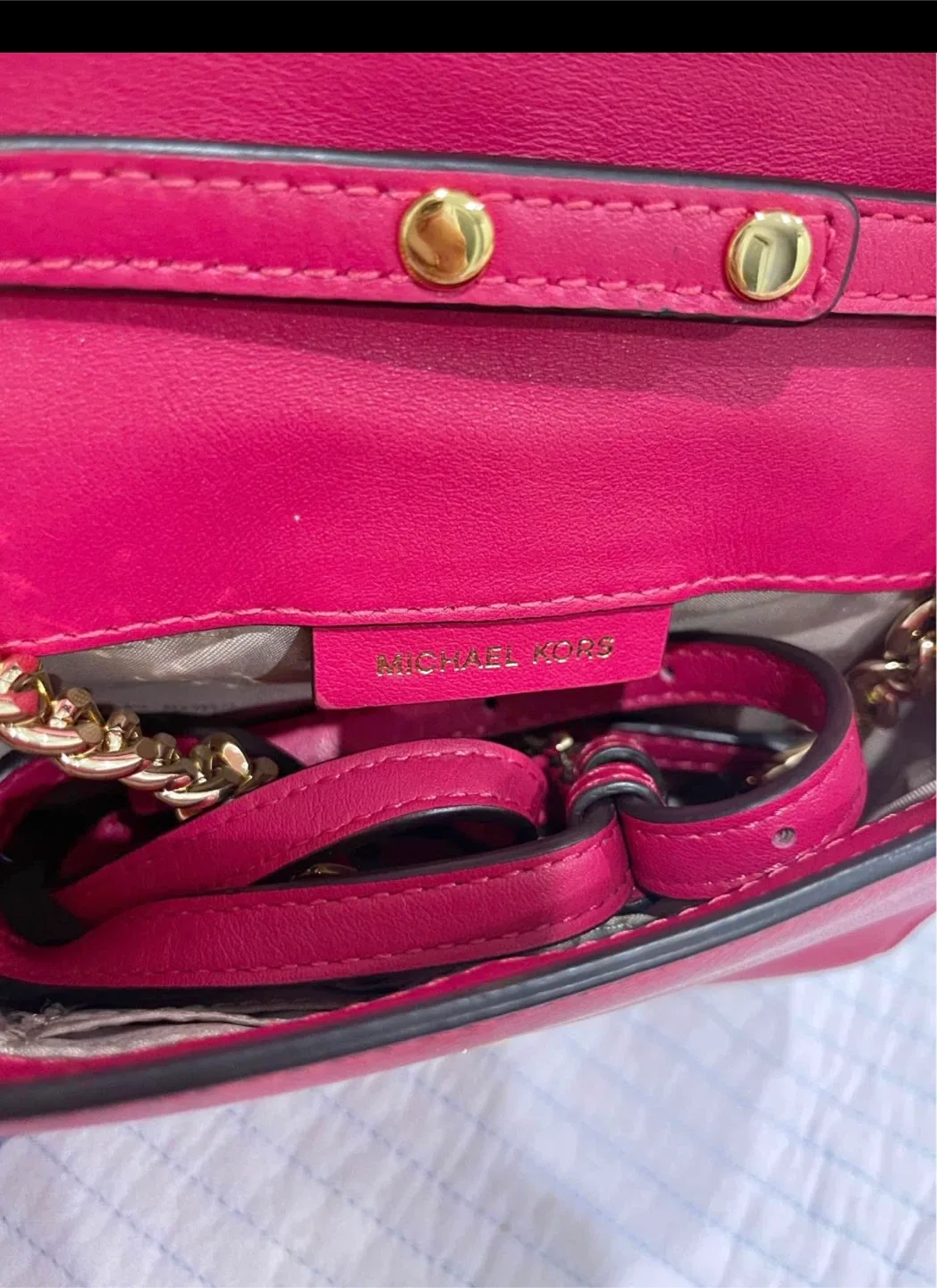 Michael Kors Pink Leather 'LOVE' Crossbody Bag image indicator(4)