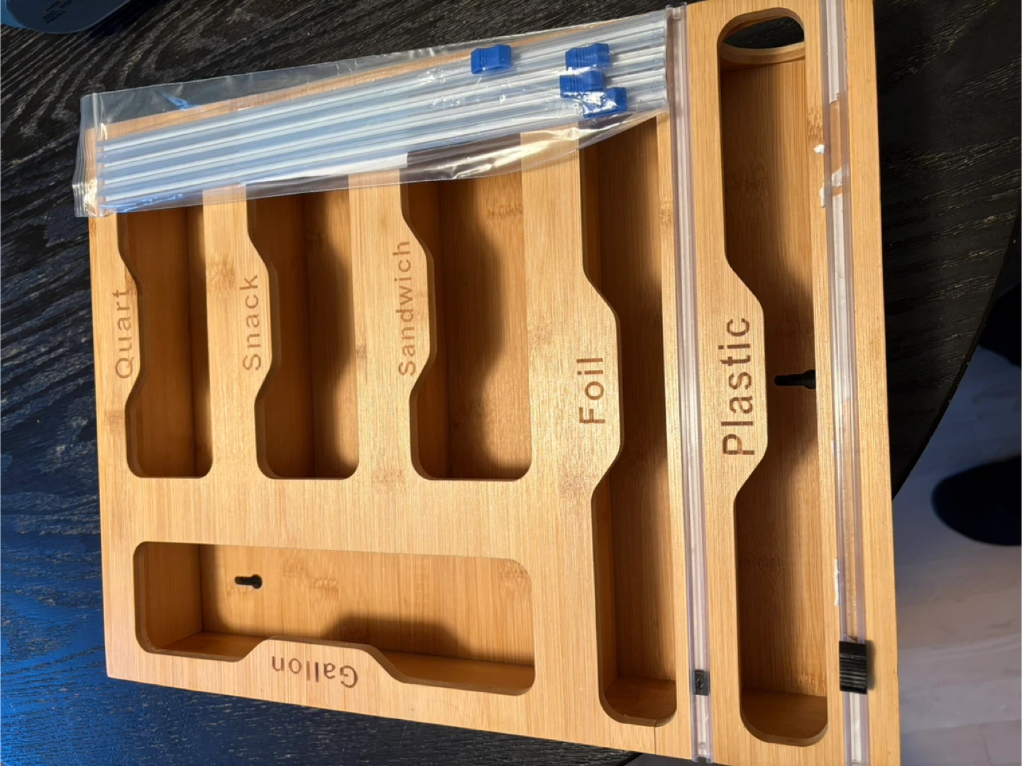 Bamboo Kitchen Wrap Organizer
