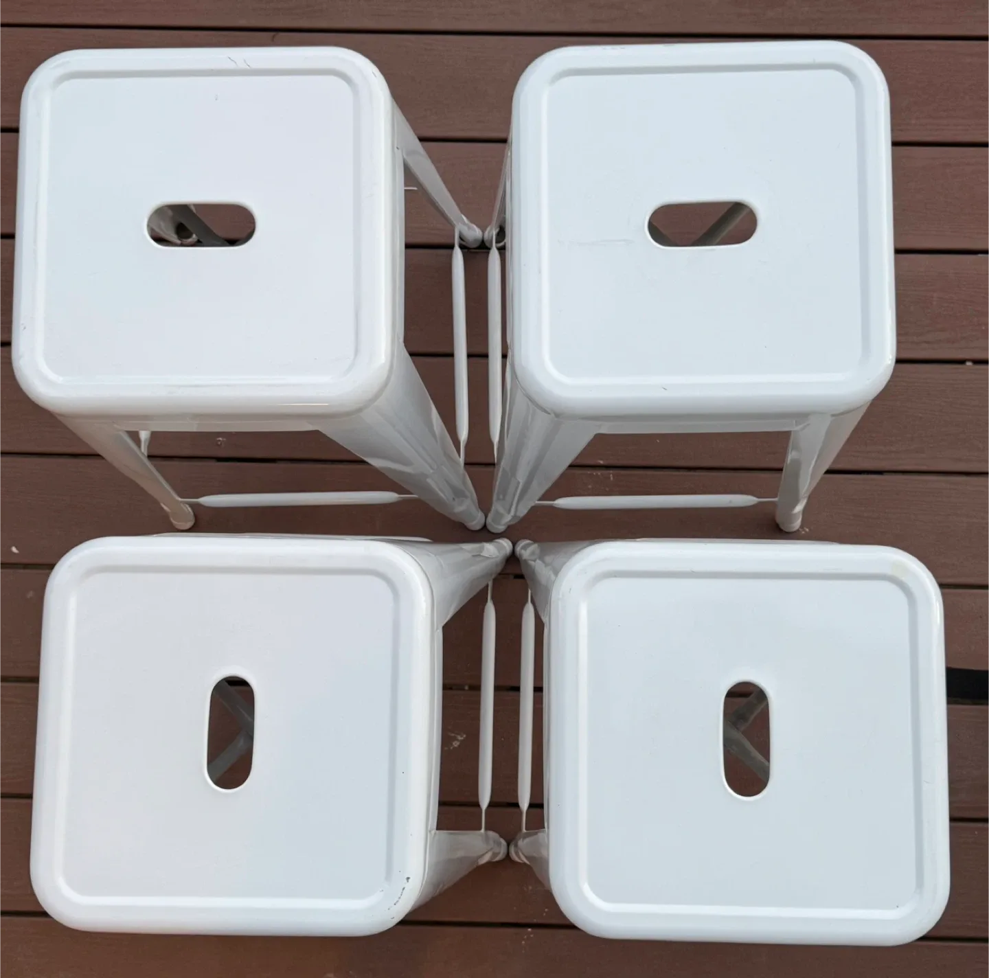 Set of 4 White Metal Stools - 24” High image indicator(2)