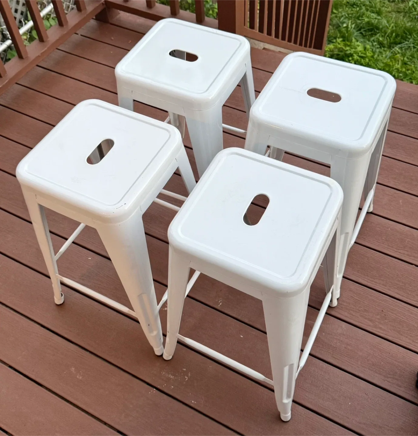 Set of 4 White Metal Stools - 24” High image indicator(4)