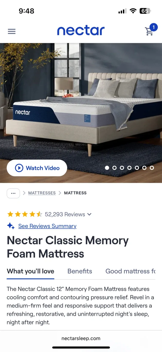 NEW IN BOX. Full Size Nectar Classic Memory Foam Mattress image indicator(2)