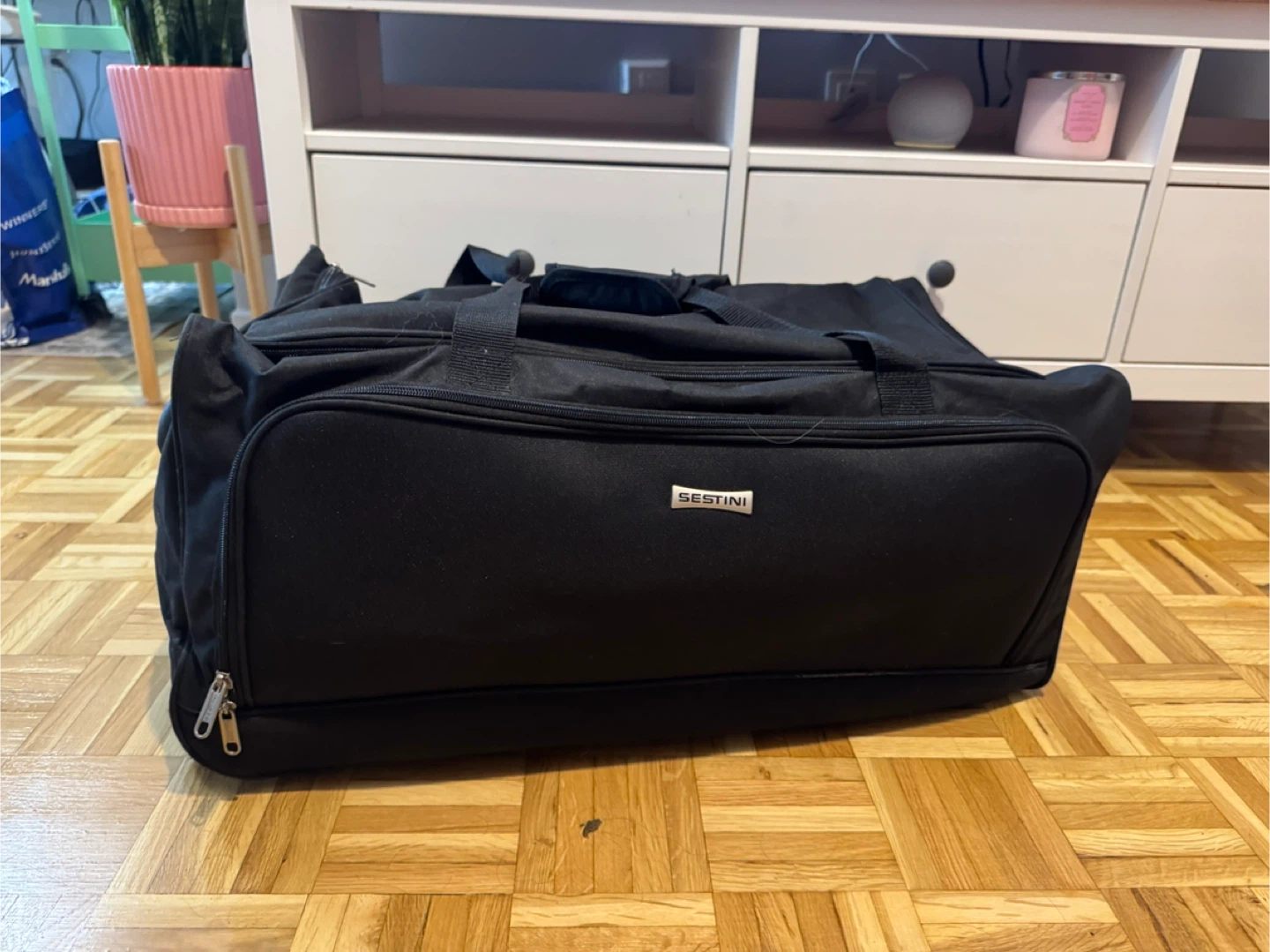 Sestini Black Rolling Duffel Bag