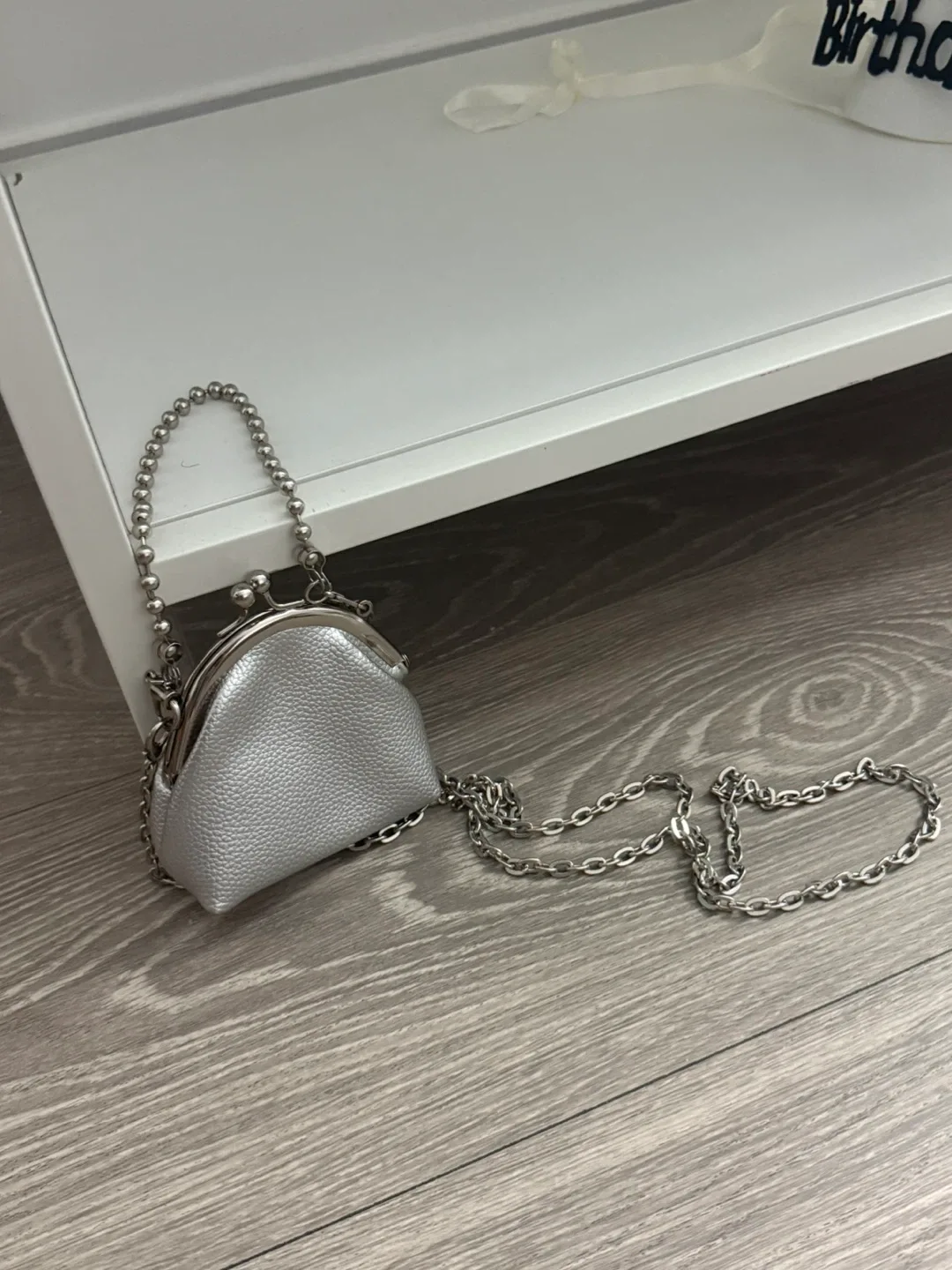 Silver Coin Purse with Chain Strap thumbnail
