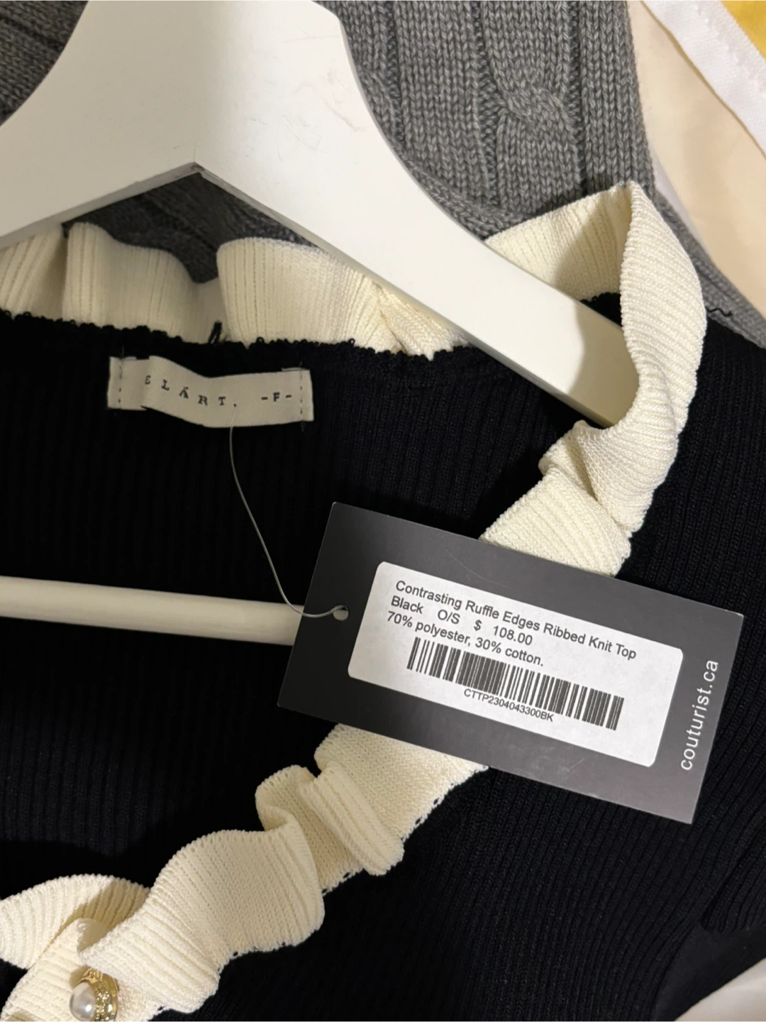 Contrasting Ruffle Edges Ribbed Knit Top - photo 3