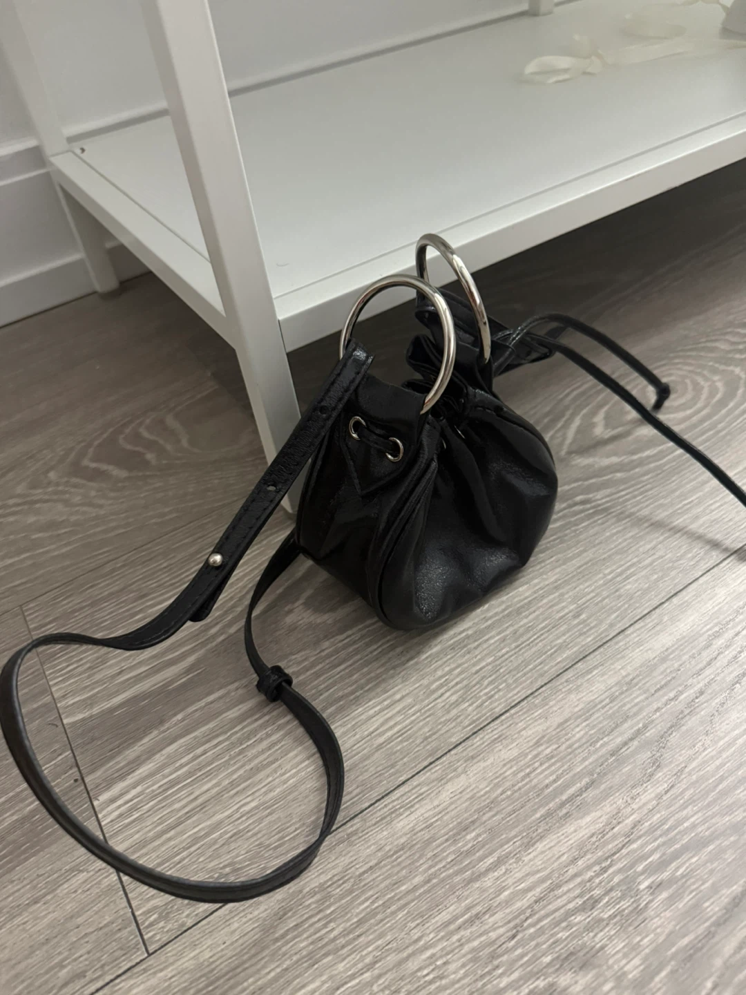Black Drawstring Bucket Bag