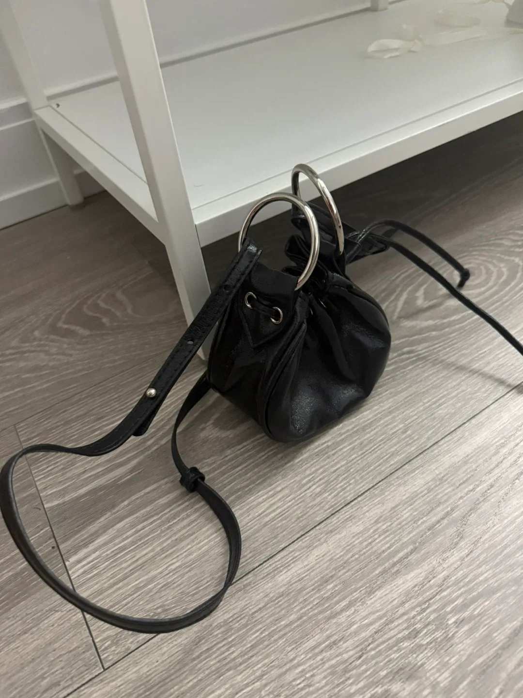 Black Drawstring Bucket Bag thumbnail
