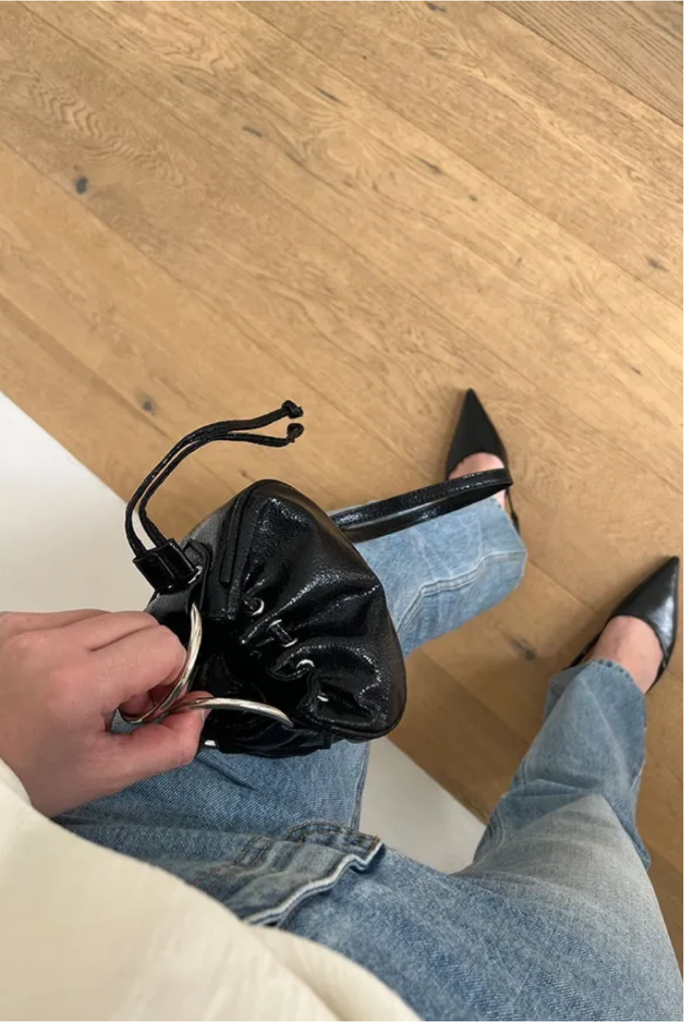 Black Drawstring Bucket Bag - photo 3