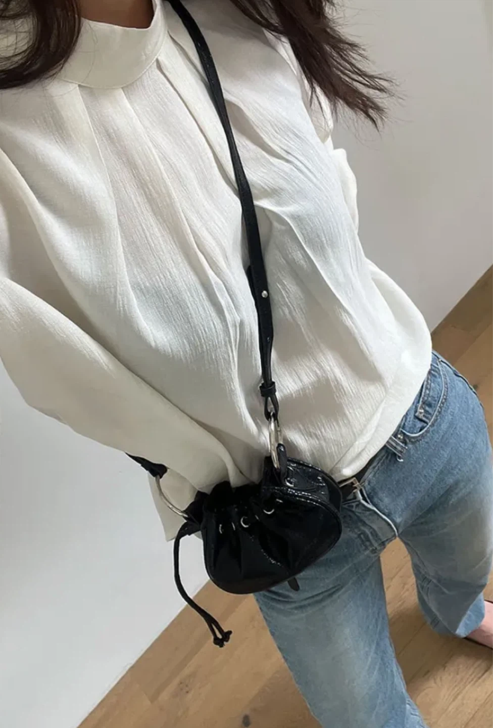 Black Drawstring Bucket Bag - photo 4