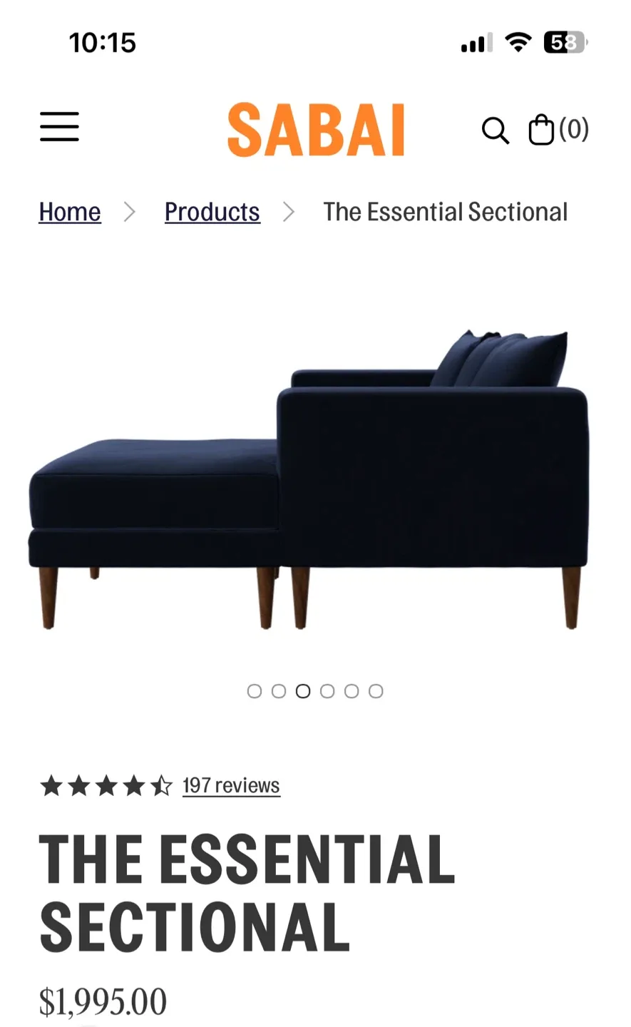 No pets. Sabai The Essential Sectional - Indigo Velvet image indicator(2)
