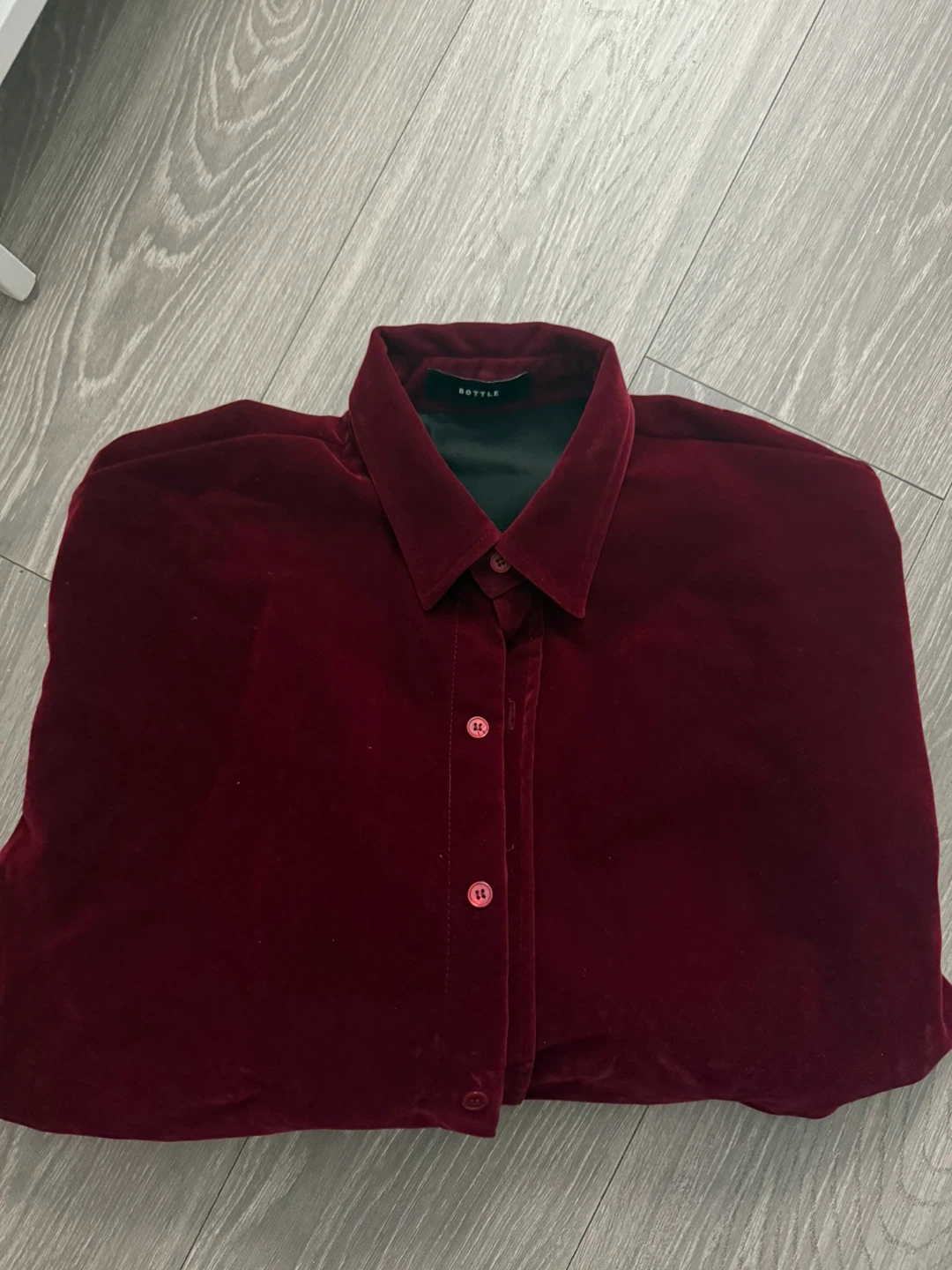 Red Velvet Button-Up Shirt