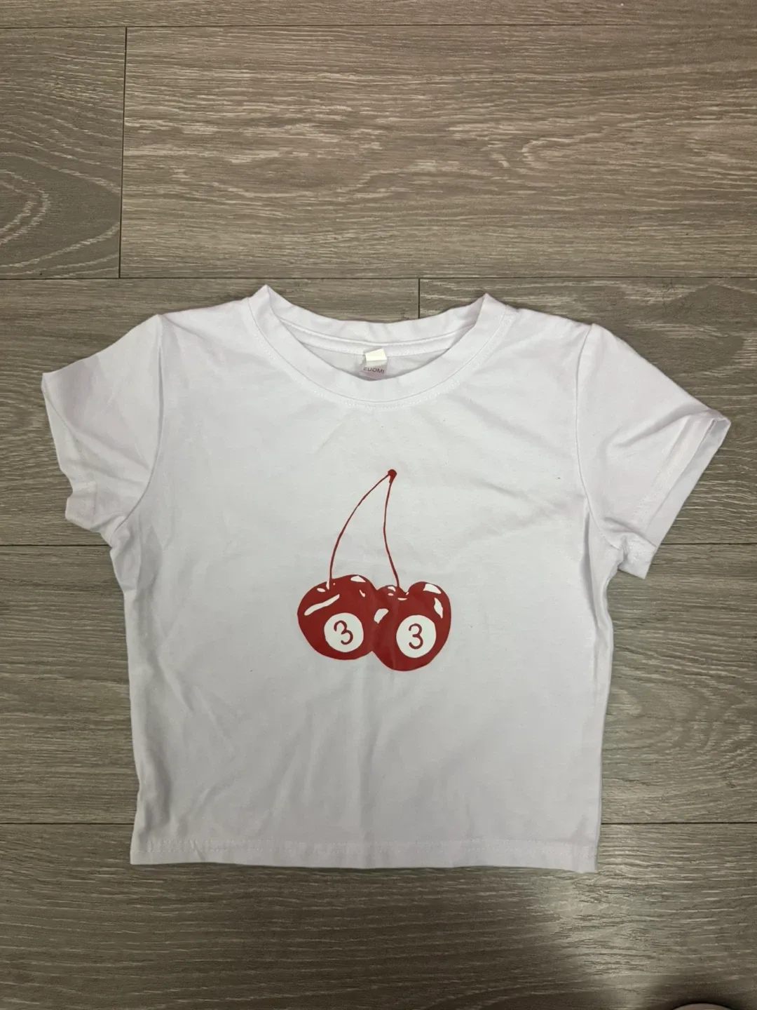 White Cherry Graphic Crop Top thumbnail