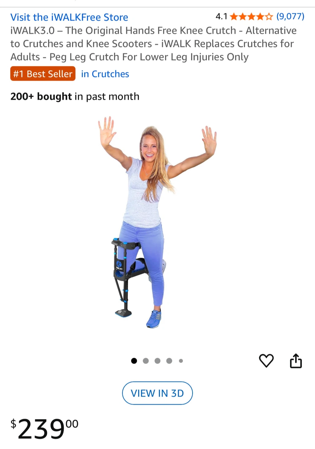 iWALKFree 3.0 Hands-Free Knee Crutch