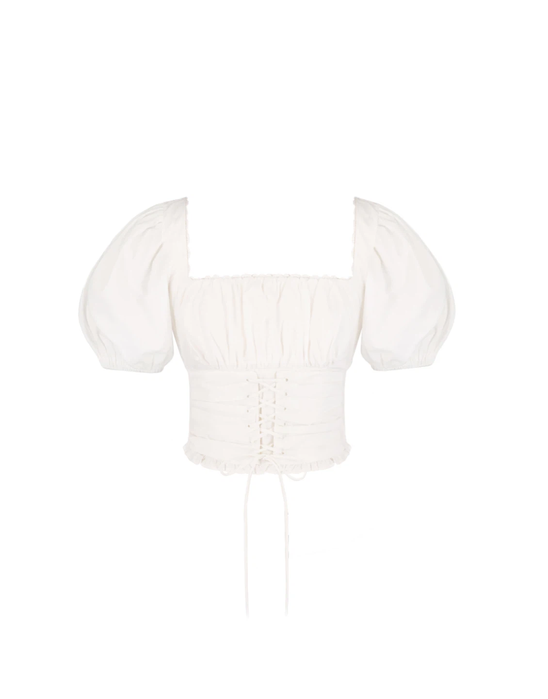 White Corset Puff Sleeve Top - photo 3