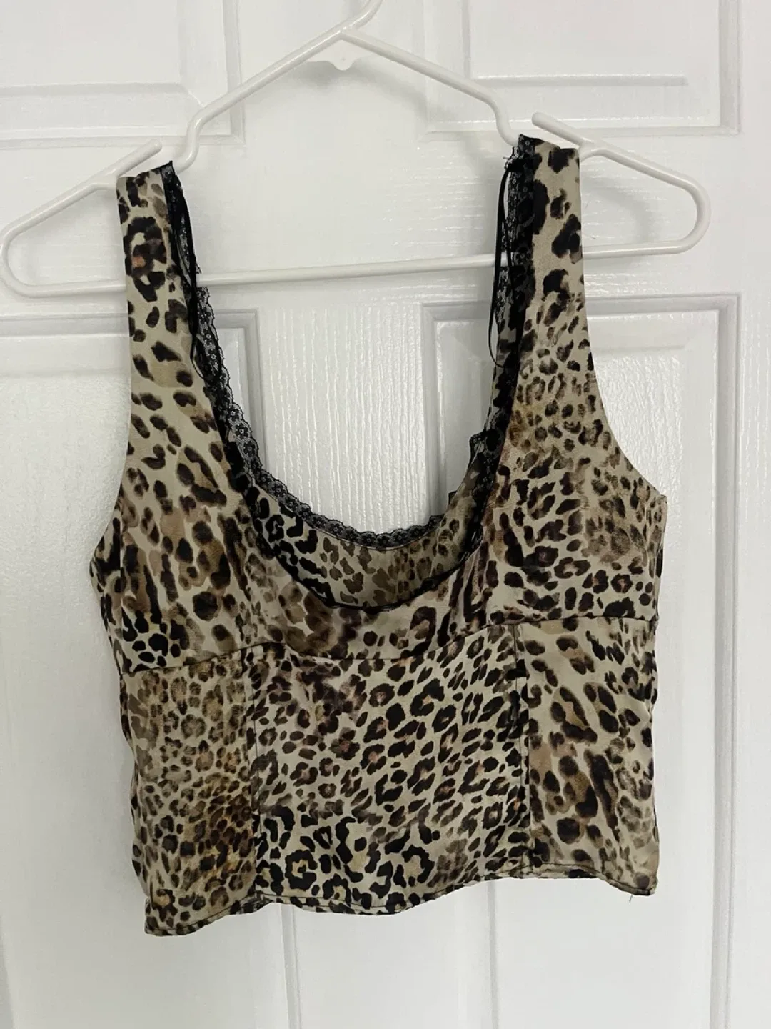 Zara Leopard Print Lace Trim Top - Size M image indicator(3)