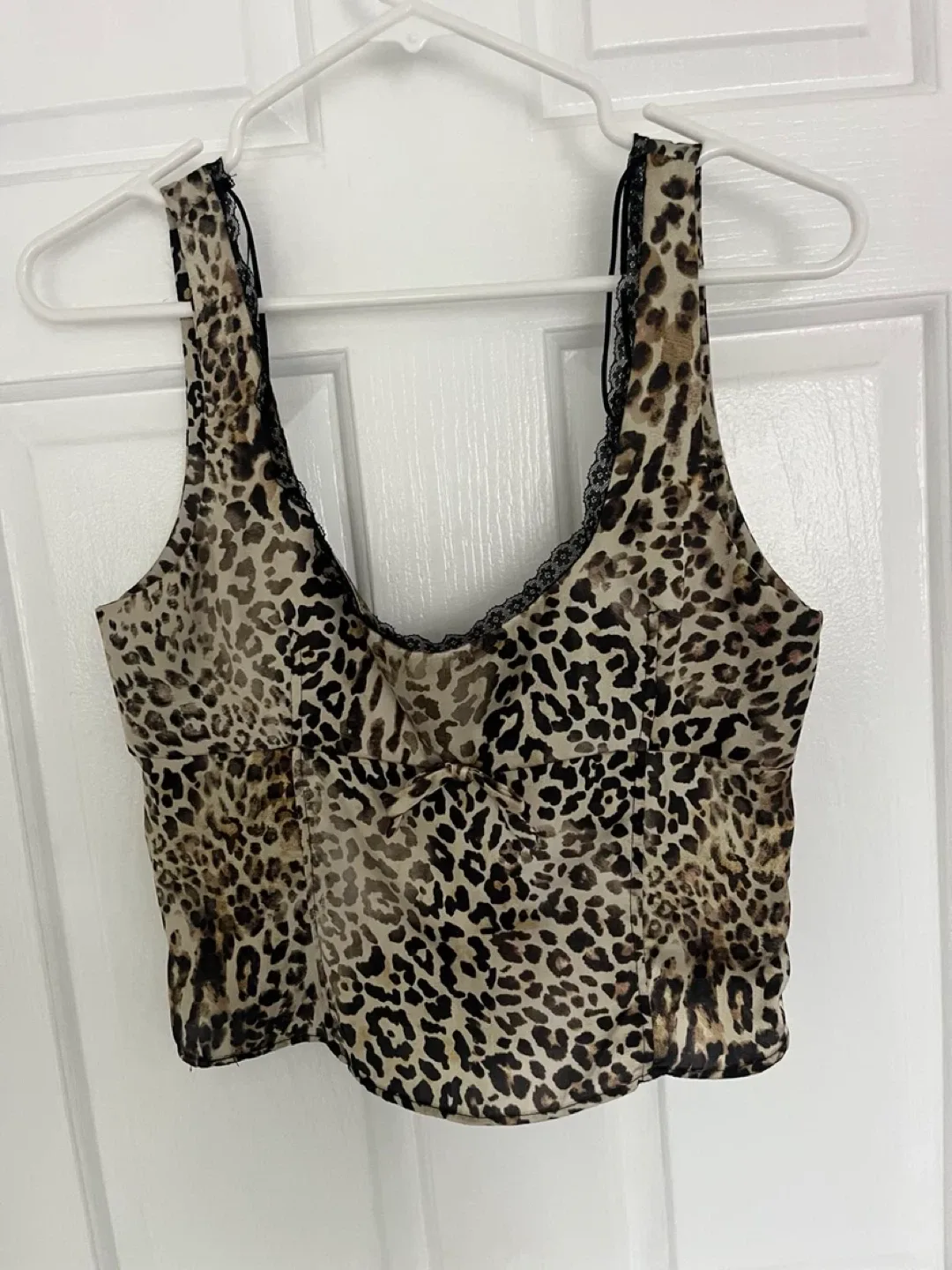 Zara Leopard Print Lace Trim Top - Size M image indicator(2)