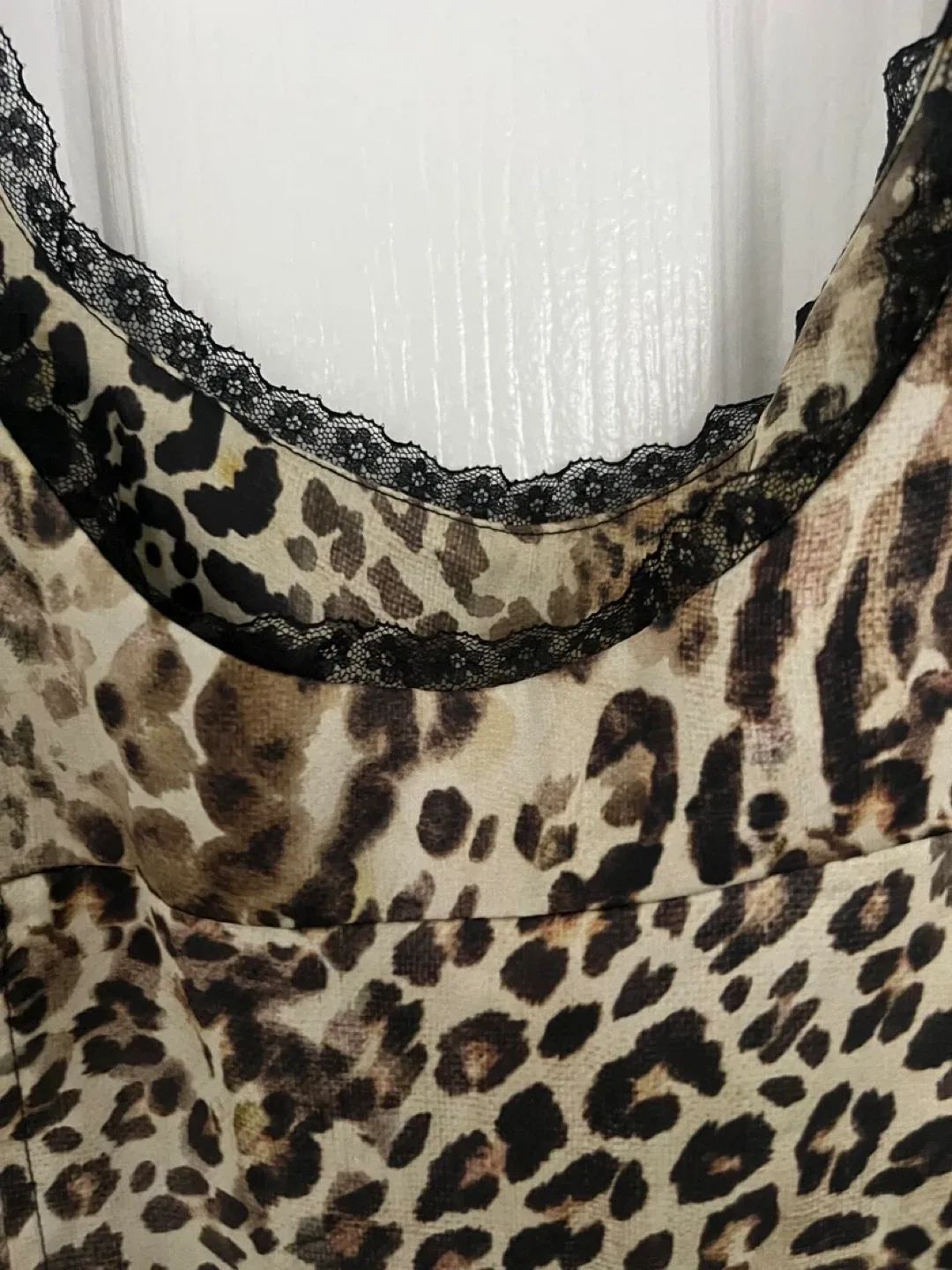 Zara Leopard Print Lace Trim Top - Size M image indicator(4)