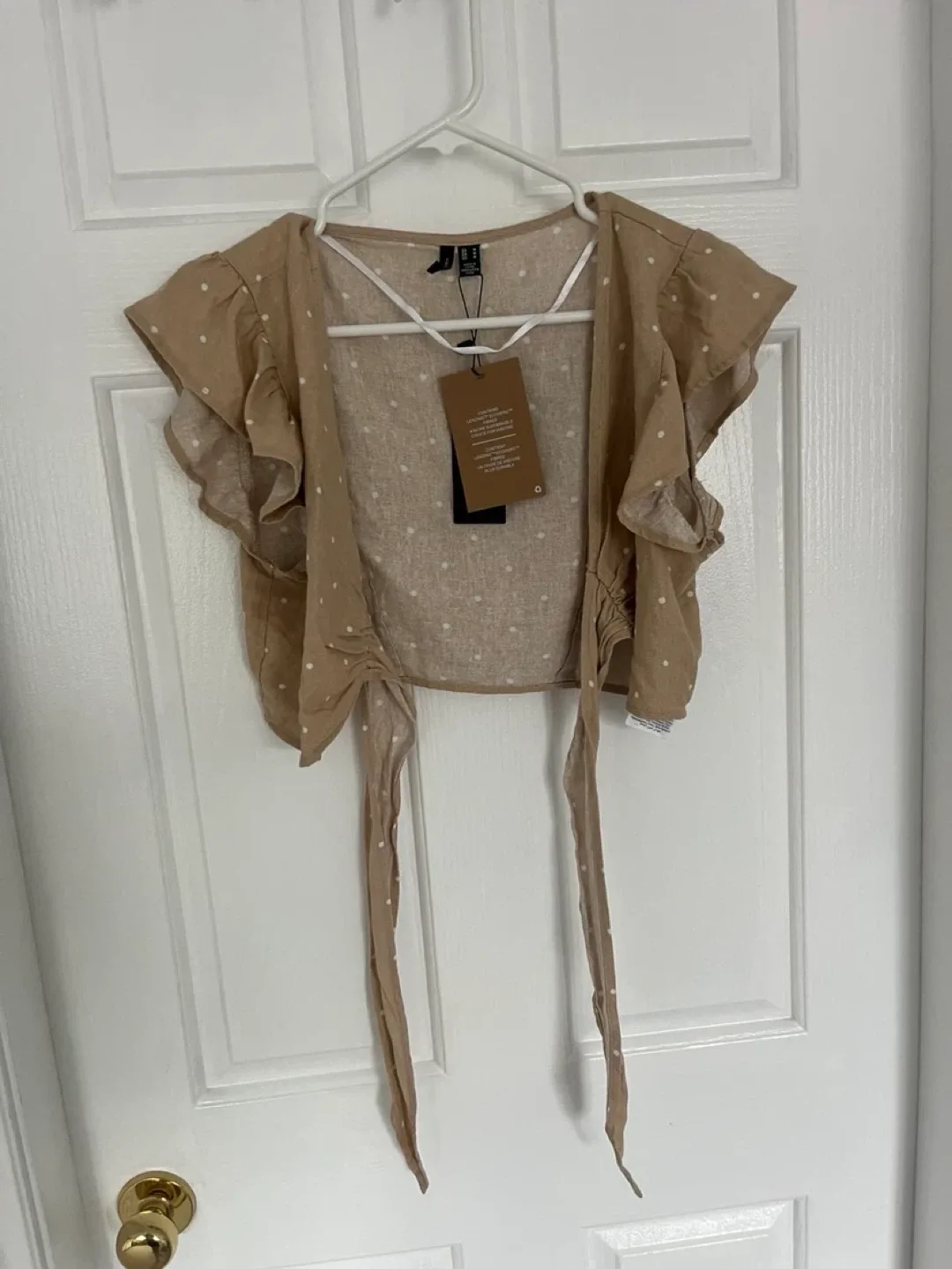 New Vero Moda Beige Polka Dot Top - Size M image indicator(2)