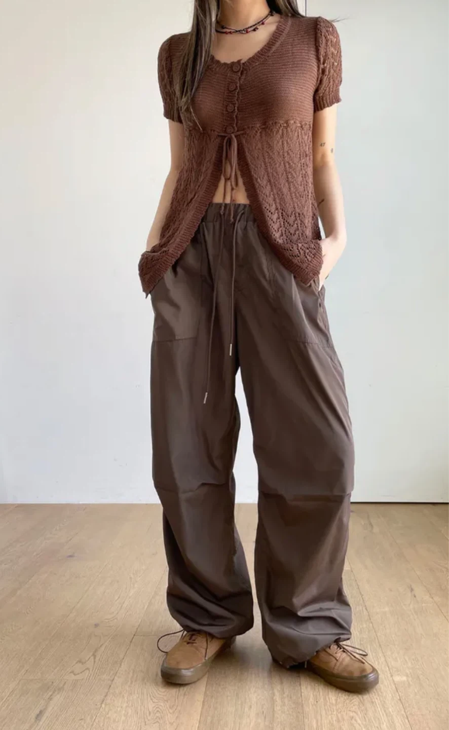 Brown glossy Cargo Pants - photo 2
