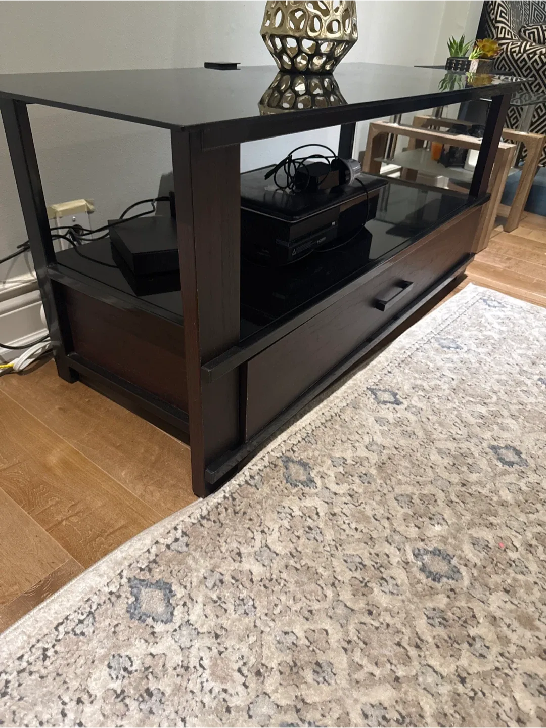 Dark Wood & Glass TV Stand image indicator(2)