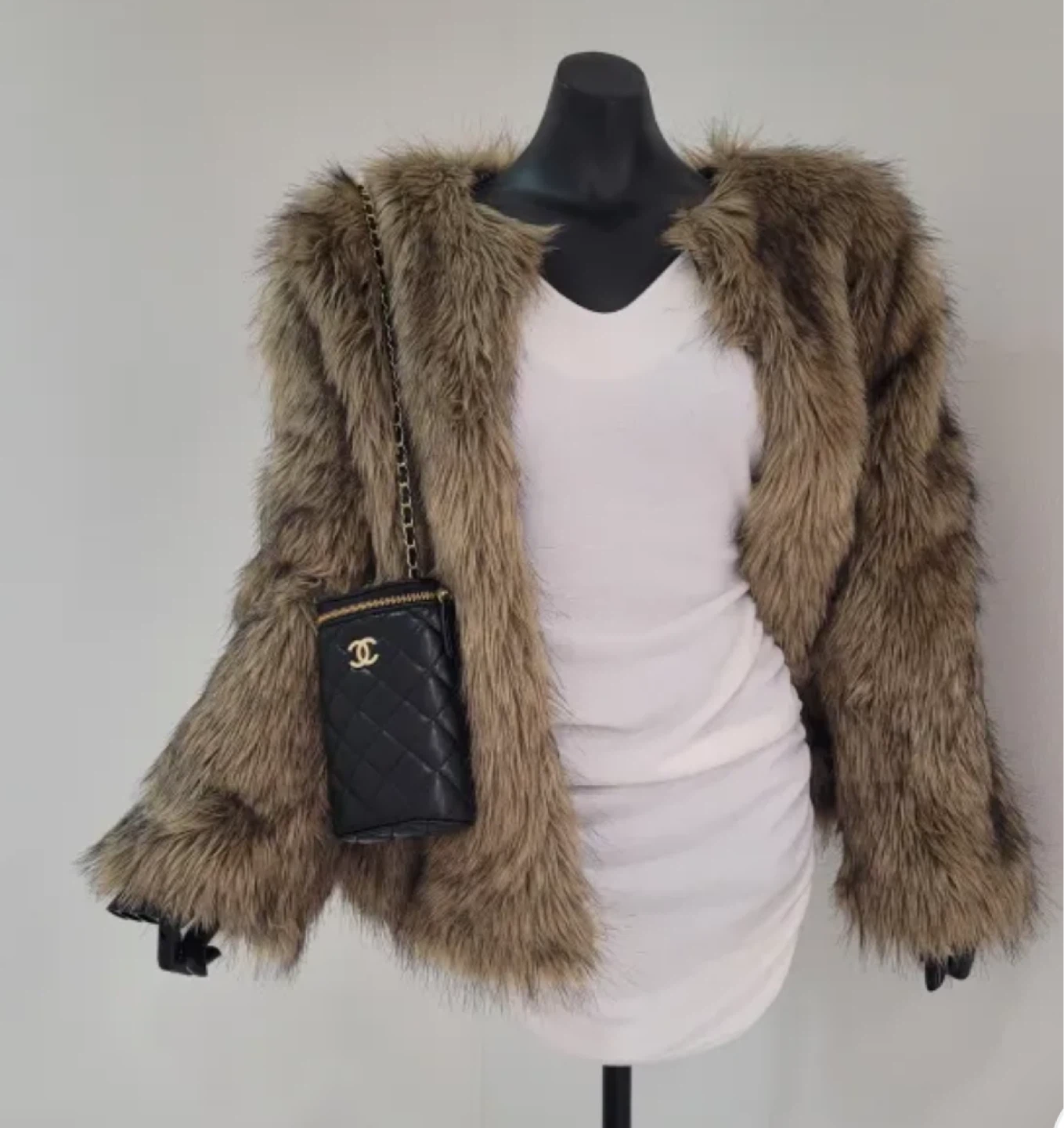 Faux Fur Coat - Brown - photo 4