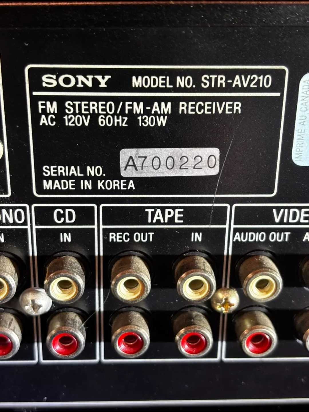 Sony STR-AV210 FM Stereo/FM-AM Receiver image indicator(6)