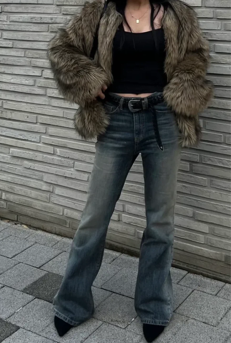 Faux Fur Coat - Brown - photo 2