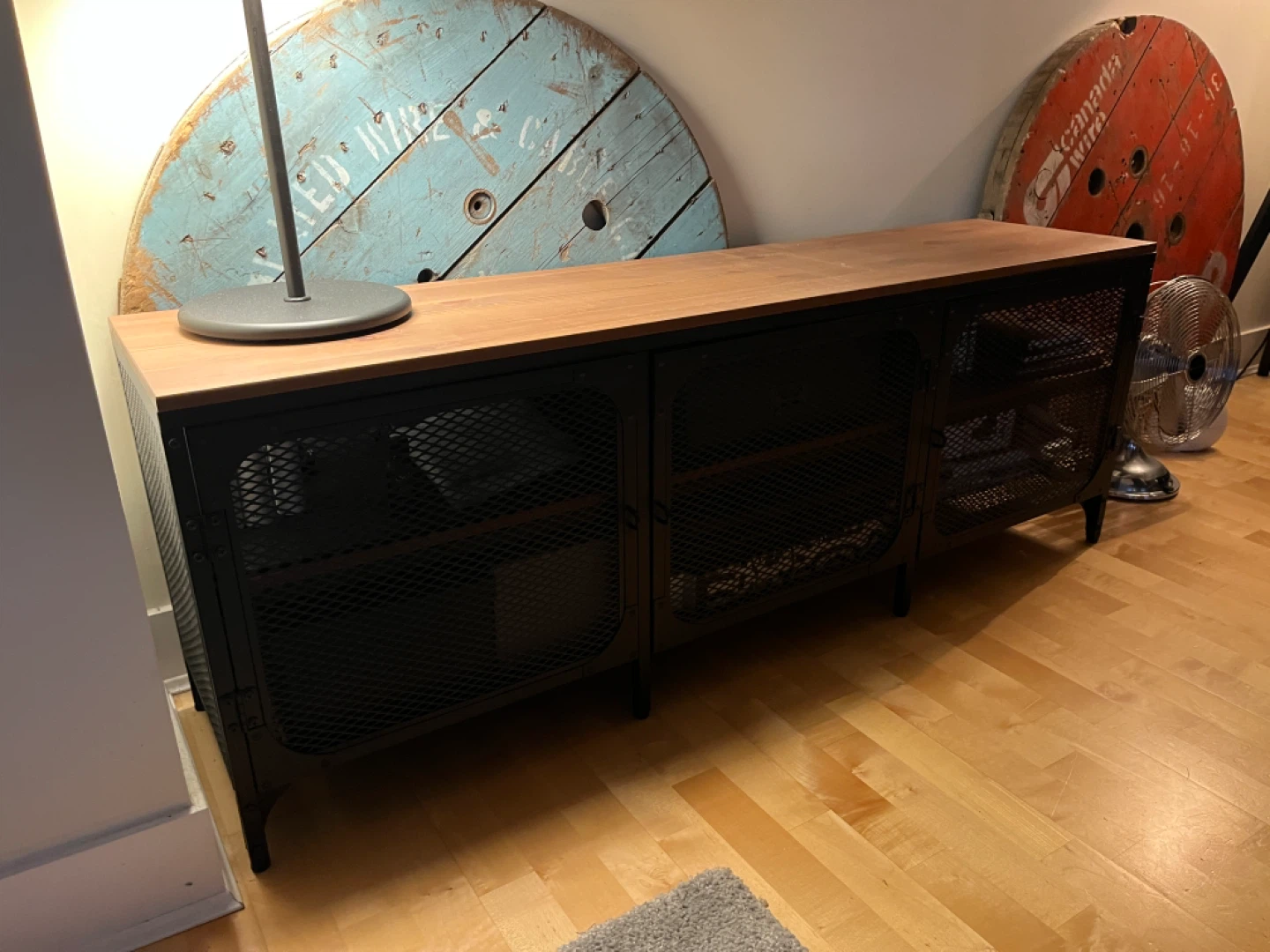 IKEA TV Stand, Black Metal/Wood, 59"
